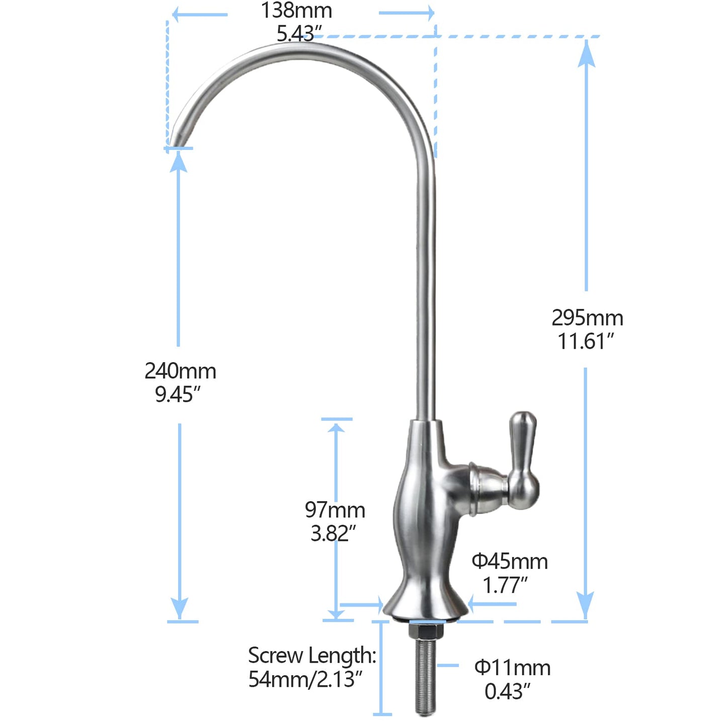 Drinking Water Filter Faucet, Kitchen Stainless Steel Water Purifier Faucet for Reverse Osmosis Water Filtration System, Non-Air Gap, Lead-Free, Brushed Nickel