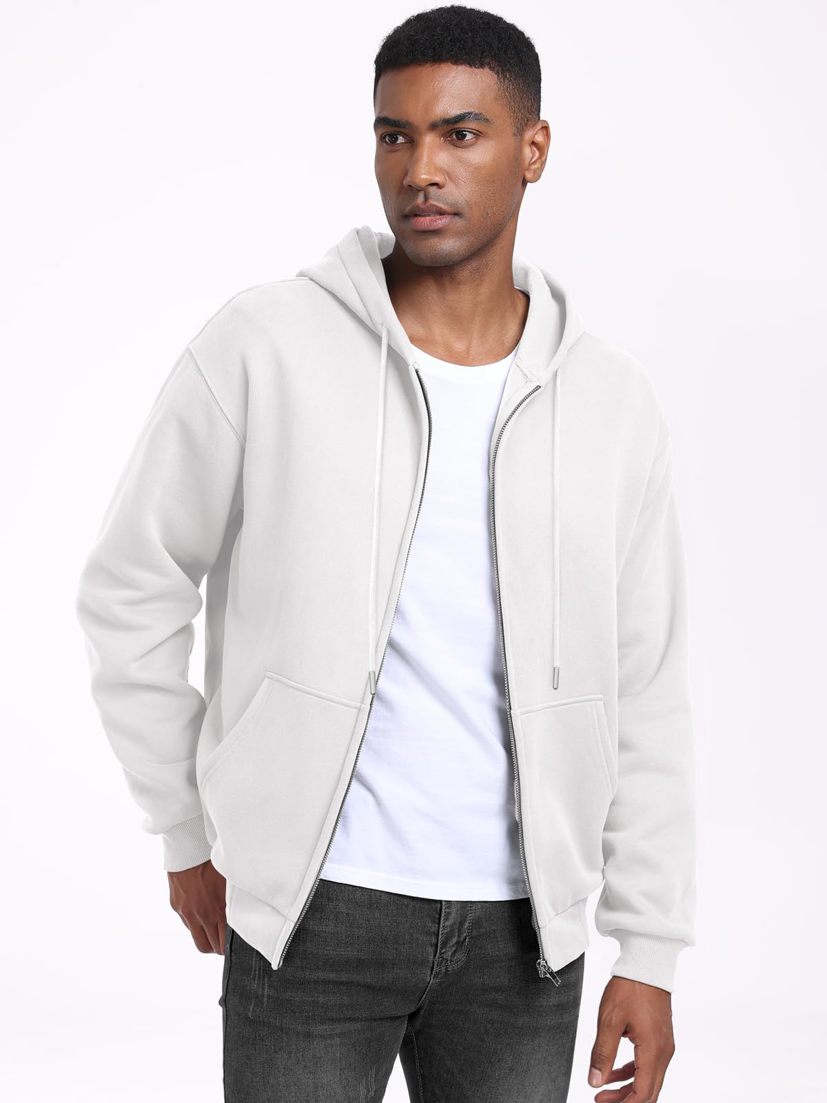 Caracilia Men's Zip Up Fleece Hoodie Jacket