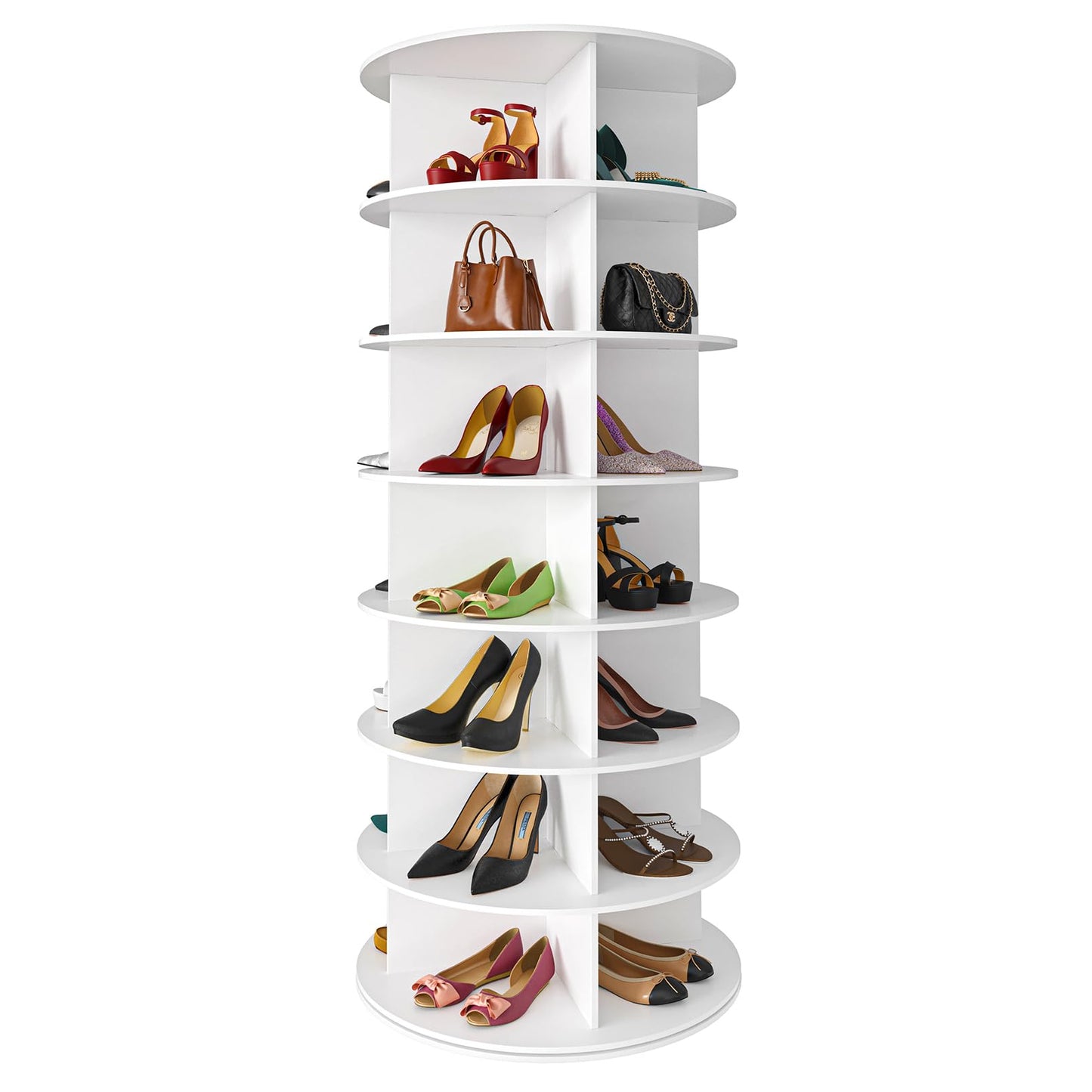 7-Tier Rotating Shoe Rack Storage Carousel