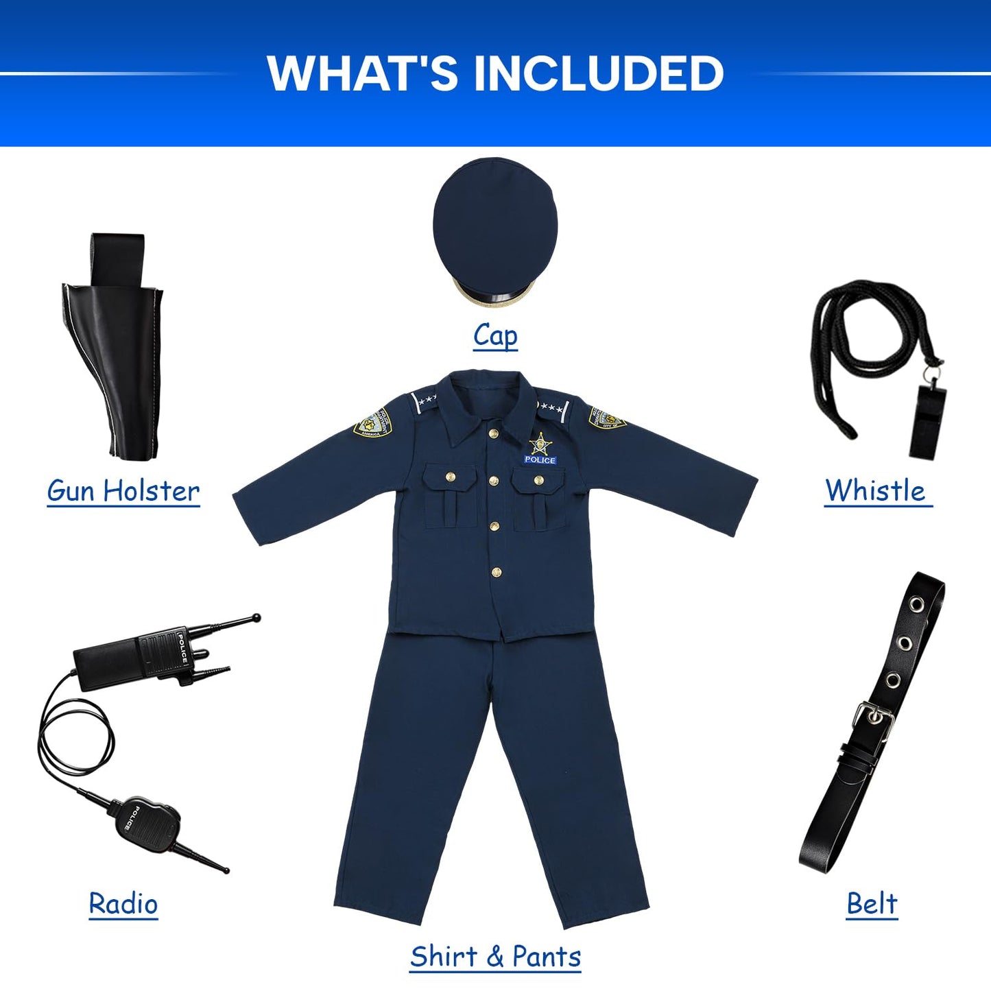 Dress Up America Kids Police Officer Costume Set