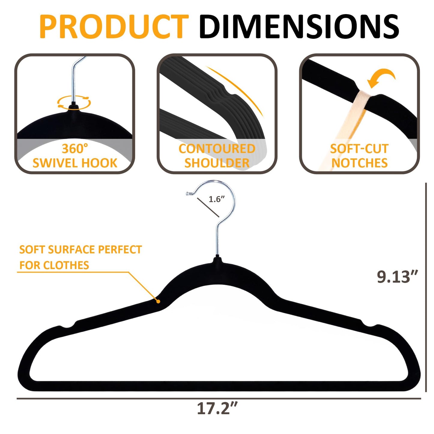 50 Pack Velvet Non-Slip Hangers