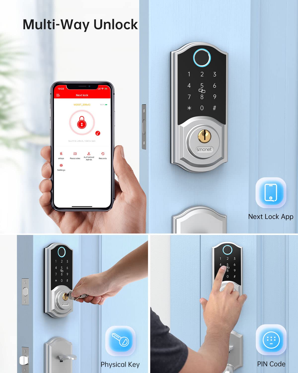 SMONET Smart Fingerprint Deadbolt Door Lock