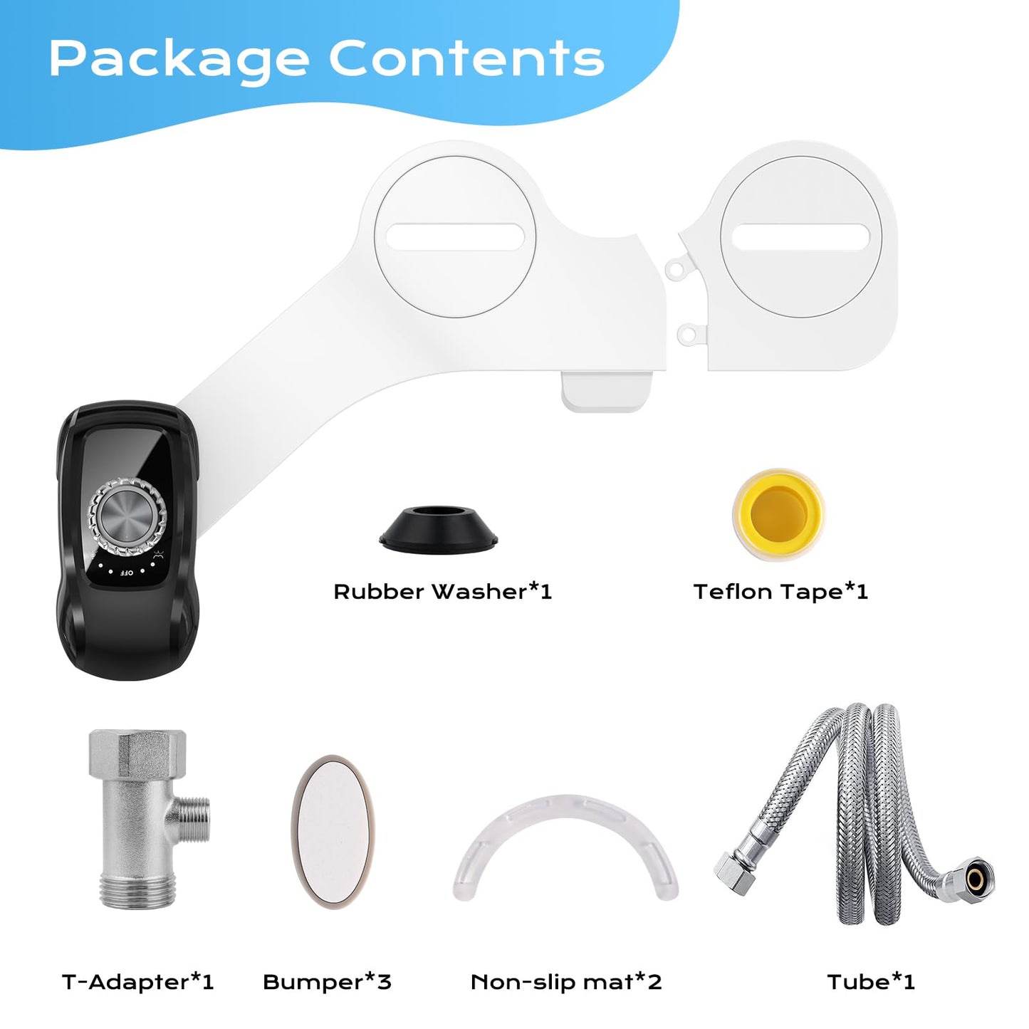 Clirass Non-Electric Bidet Attachment with Dual Nozzles