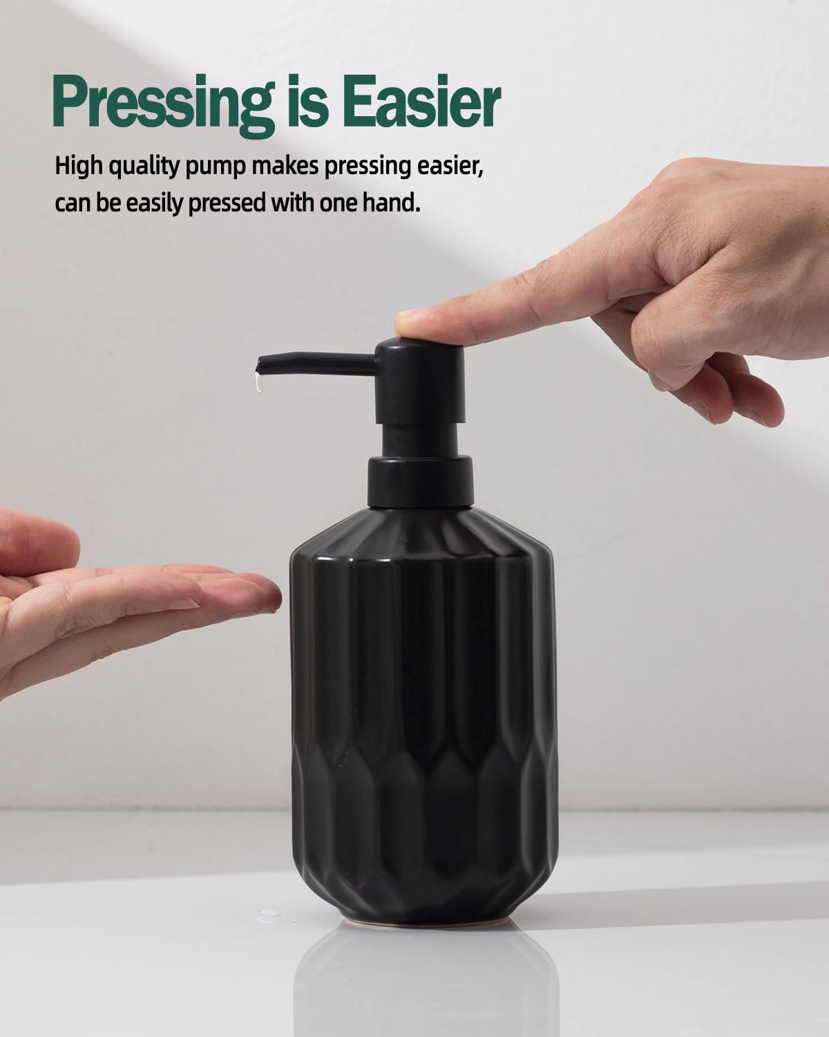 Ceramic Soap Dispenser Set with Funnel, Black