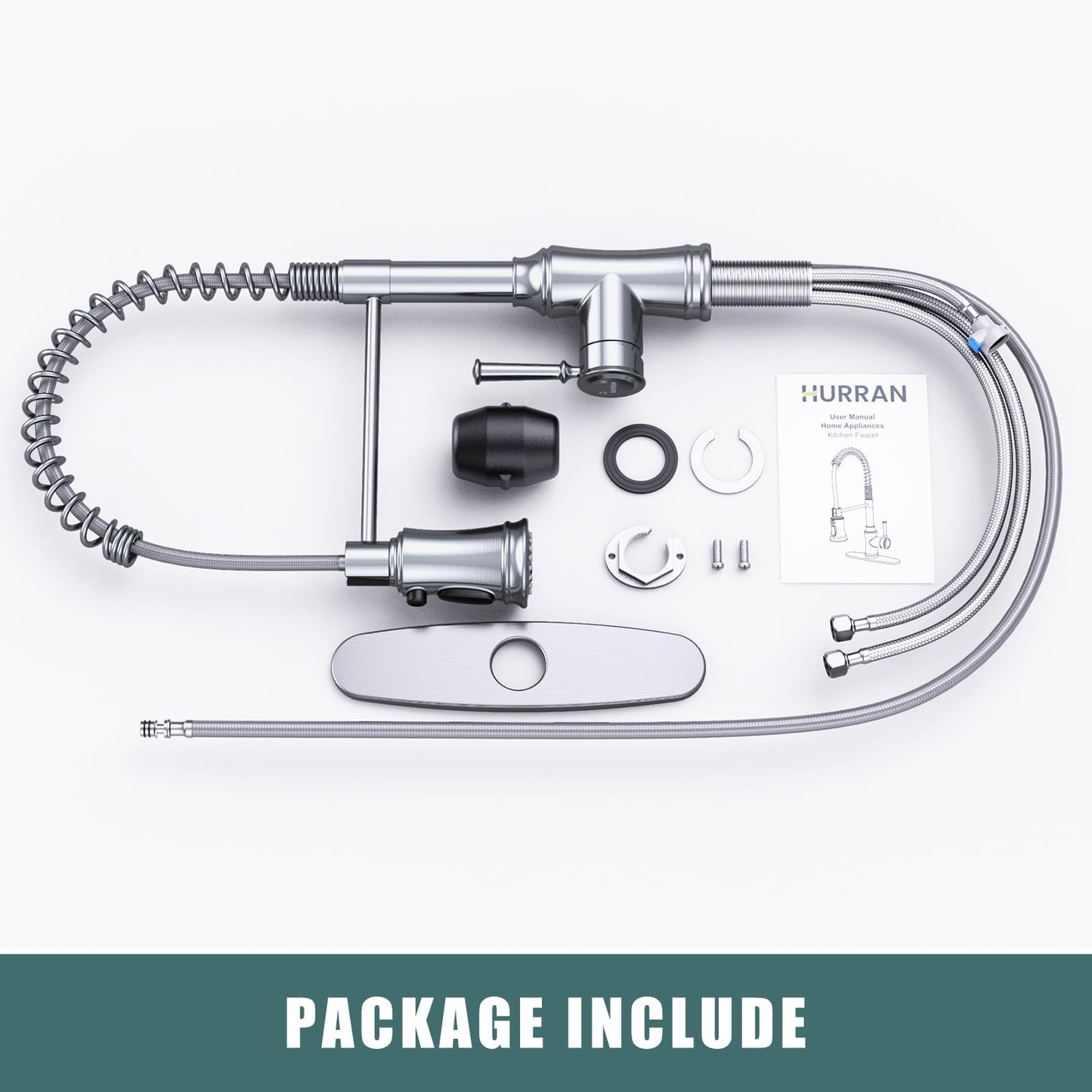 Hurran Stainless Steel Kitchen Faucet with Sprayer