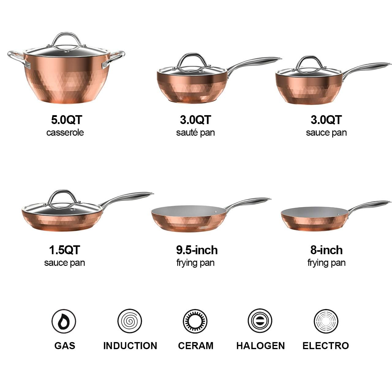 COOKSMARK 10-Piece Nonstick Ceramic Cookware Set