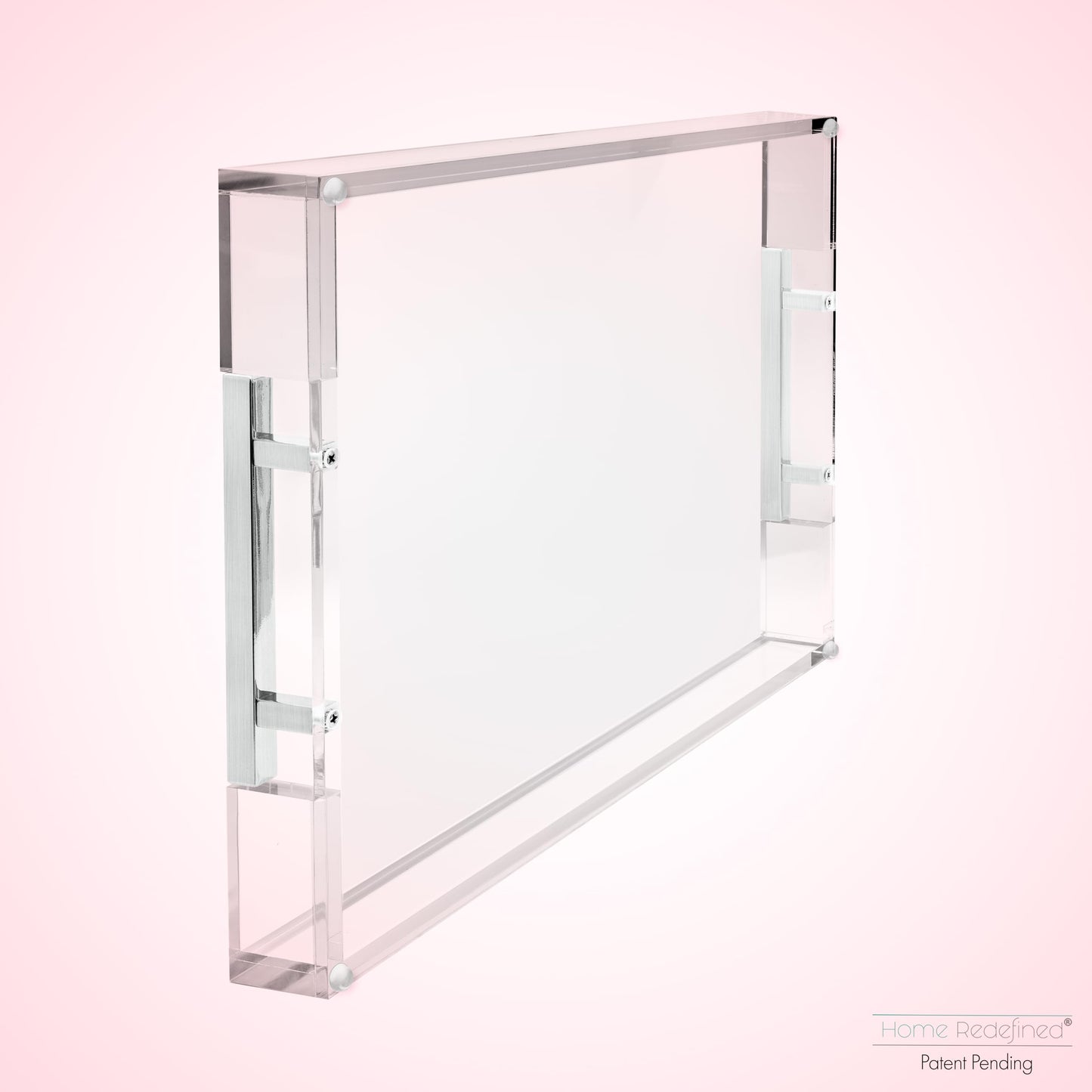Decorative Acrylic Serving Tray with Metal Handles