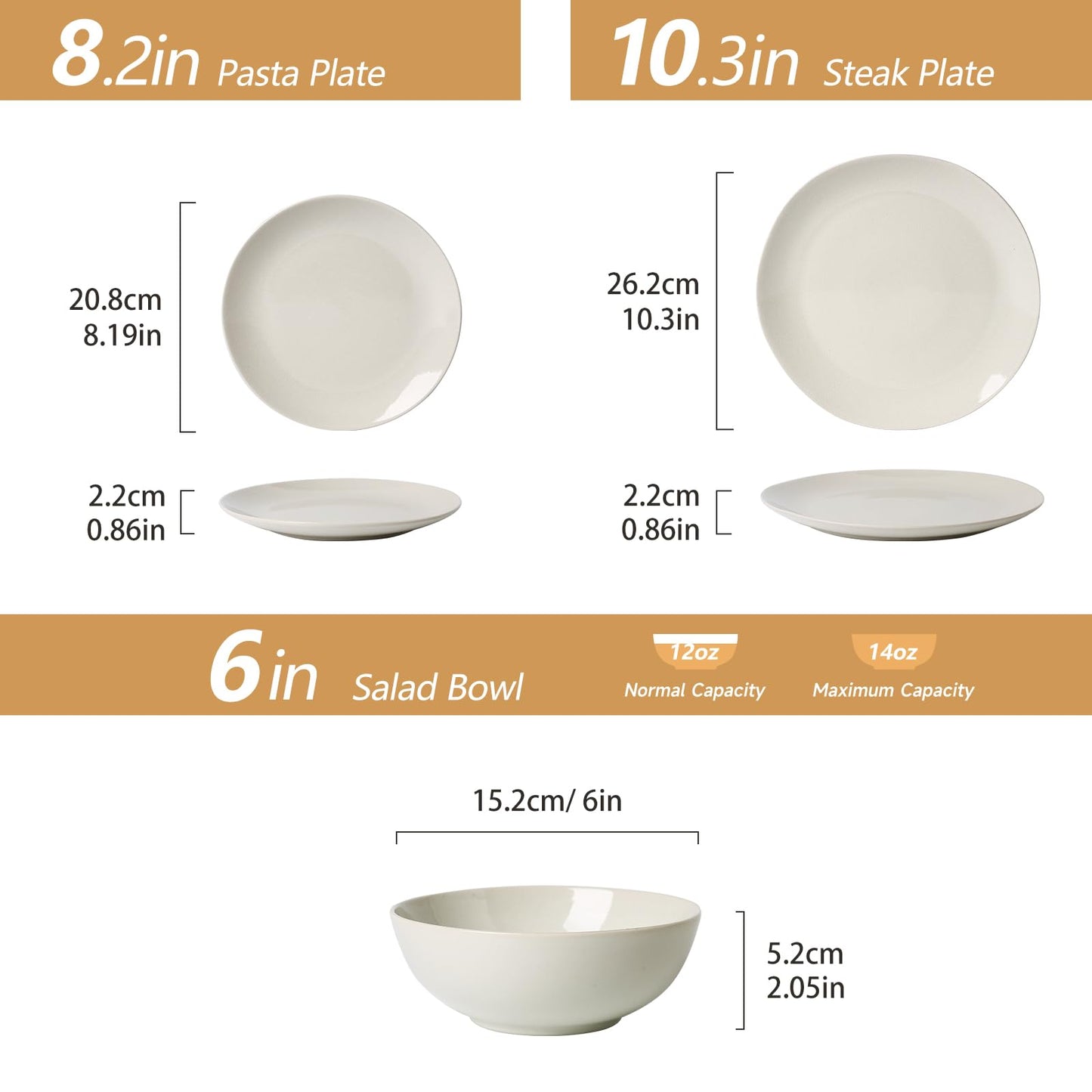 Ceramic Dinnerware Set 12 Pieces Glazed White