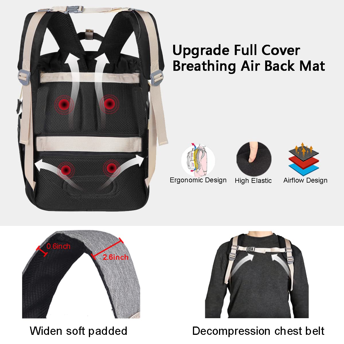 HappyLuoka Diaper Bag Backpack with Changing Pad, Baby Bag for Boys Girls, Unisex Nappy Changing Bag, Multifunction Large Capacity Travel Back Pack for Moms Dads, Grey