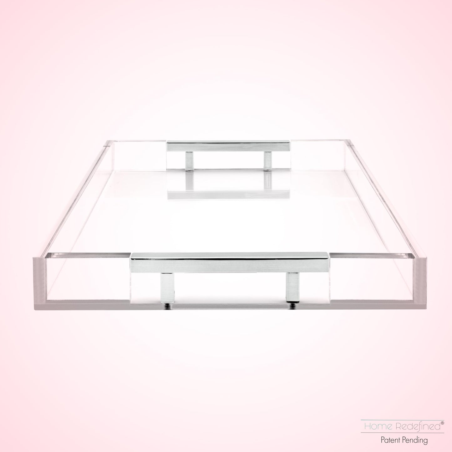 Decorative Acrylic Serving Tray with Metal Handles