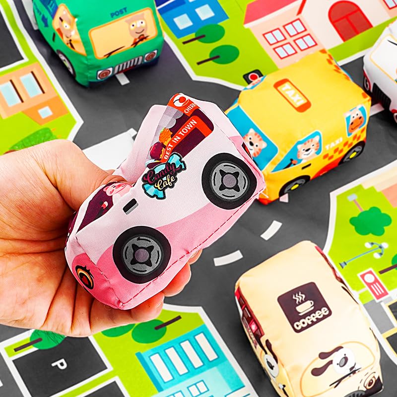 6-Pack Jingle Bell Fabric Car Toys with Bag