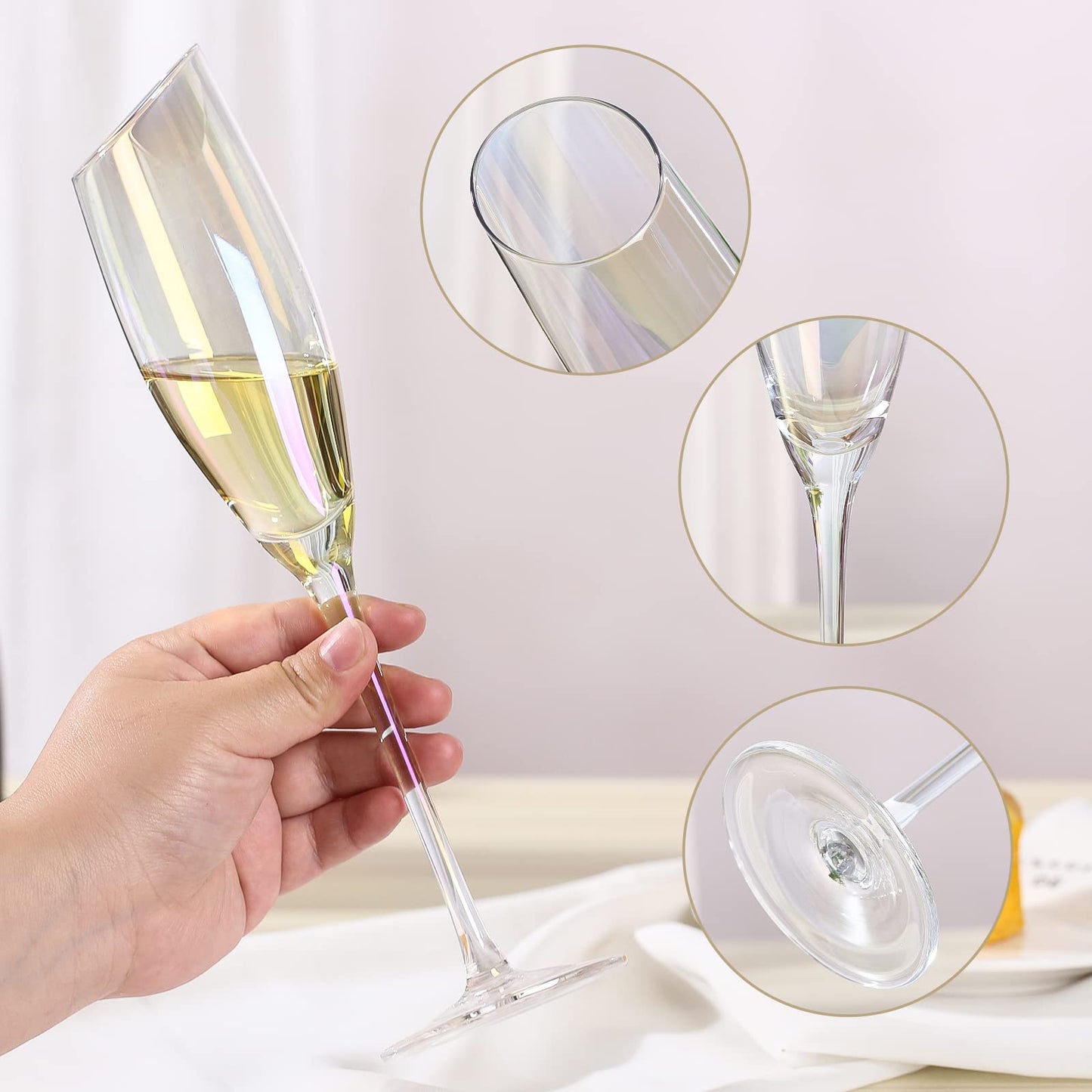 DORELINA Set of 2 Modern Champagne Flutes