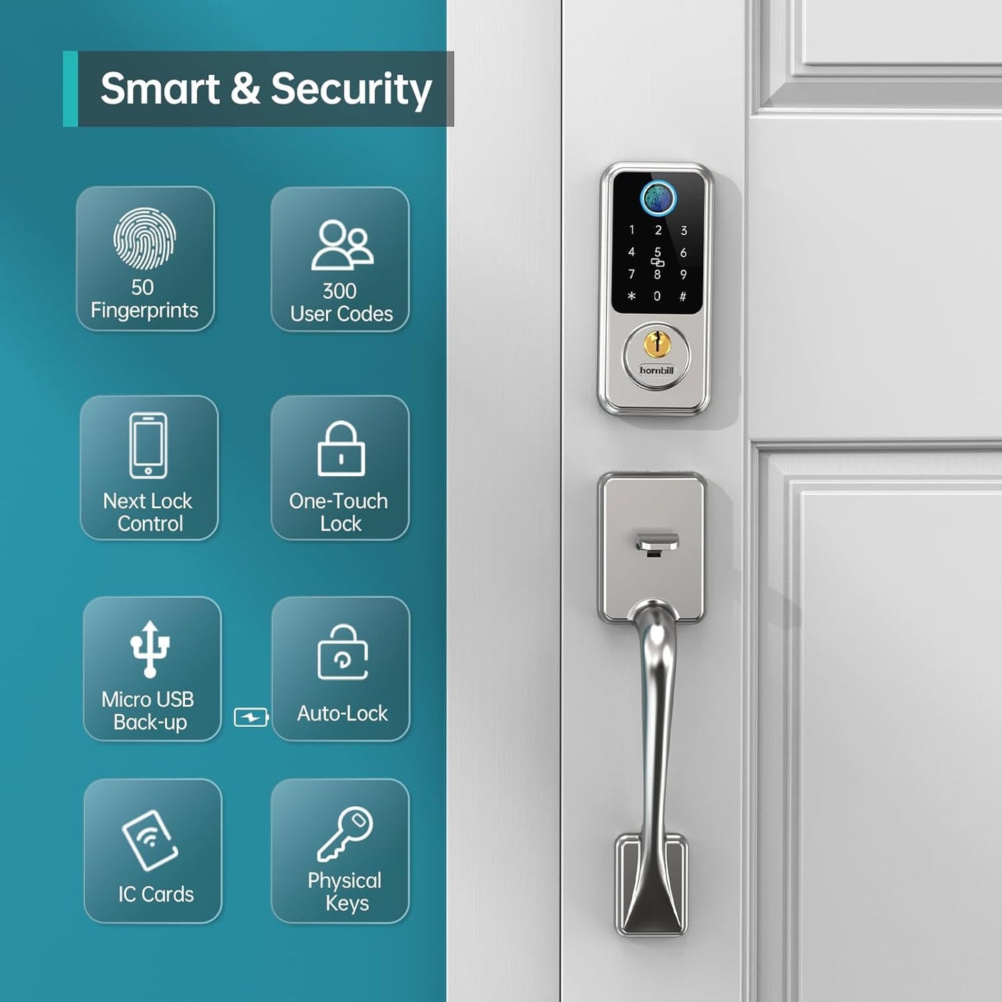 Hornbill Keyless Smart Deadbolt with Fingerprint Access