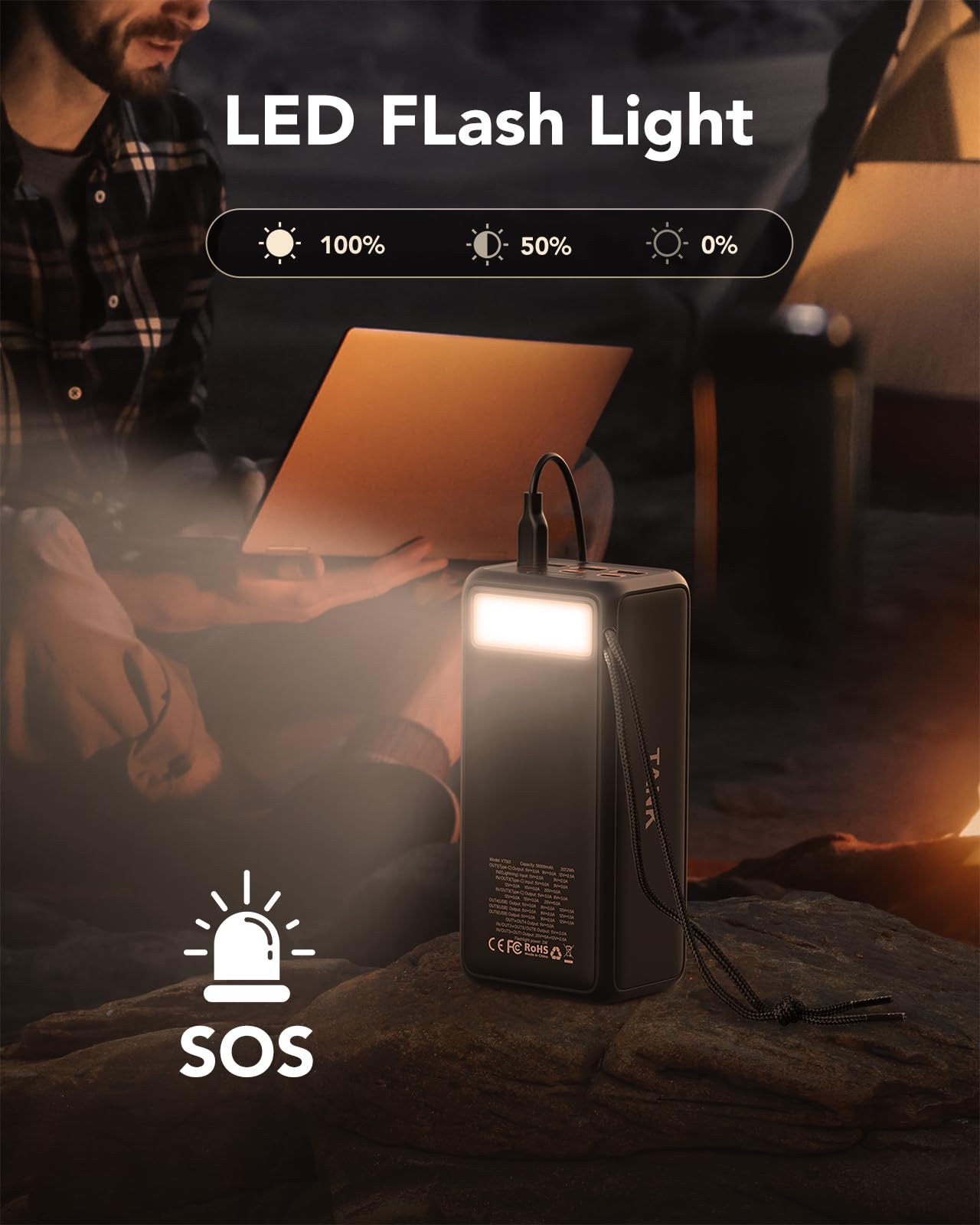 56000mAh Portable Charger with LED Flashlight