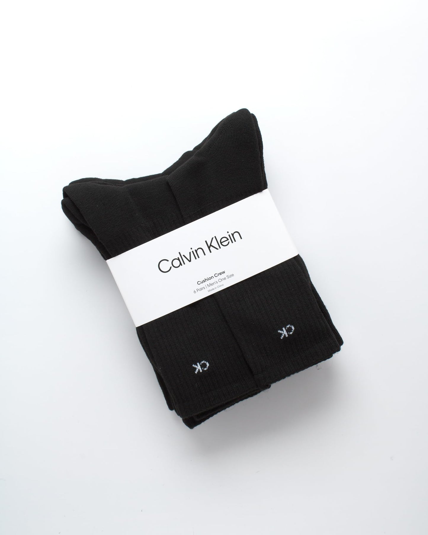 Calvin Klein Men's 6 Pair Athletic Crew Socks, Size 7-12, Pure Black