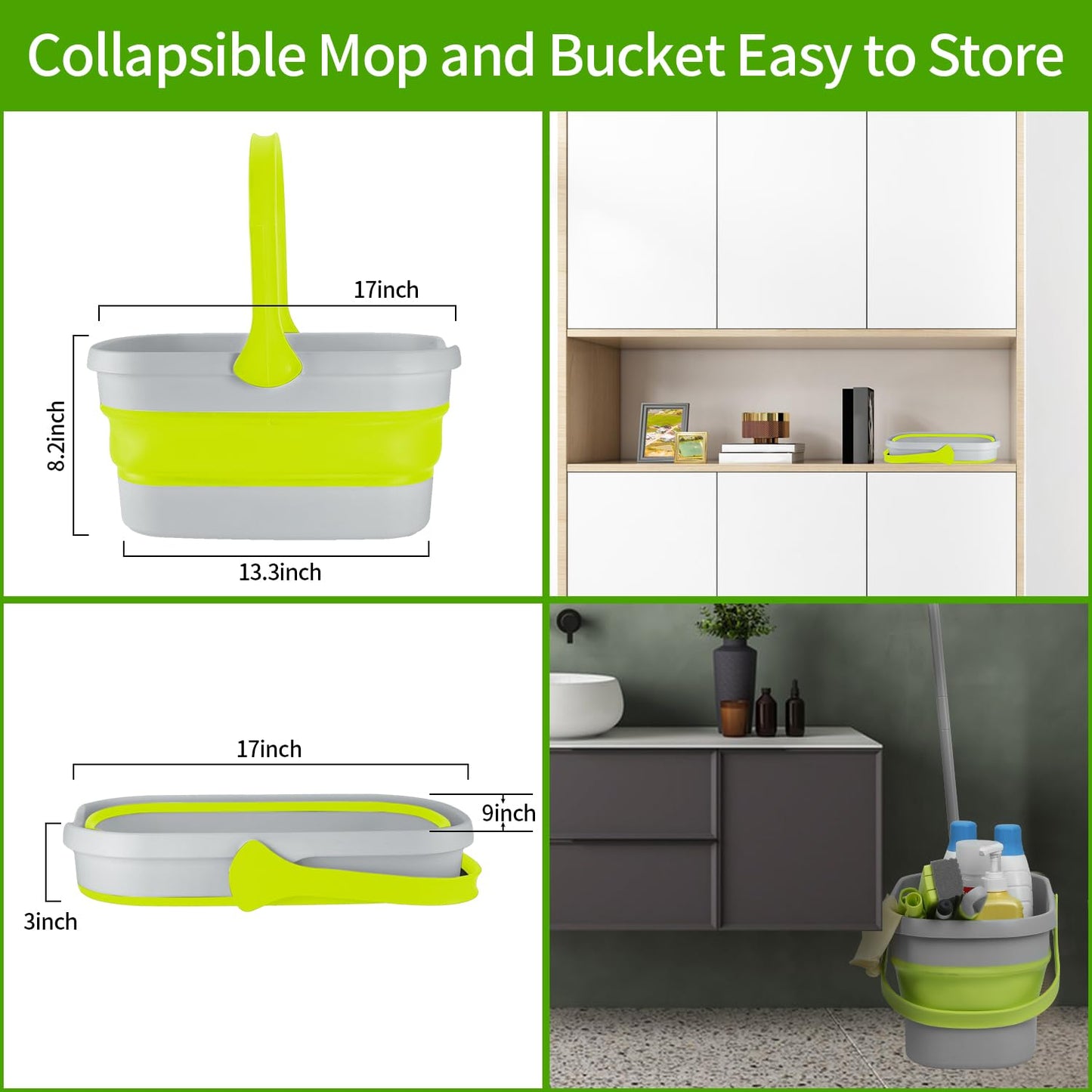Collapsible Mop and Bucket Set with Wringer