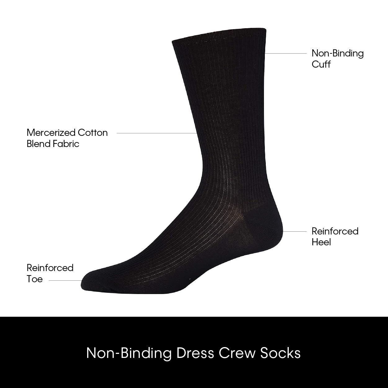 Calvin Klein Men's 6 Pair Athletic Crew Socks, Size 7-12, Pure Black