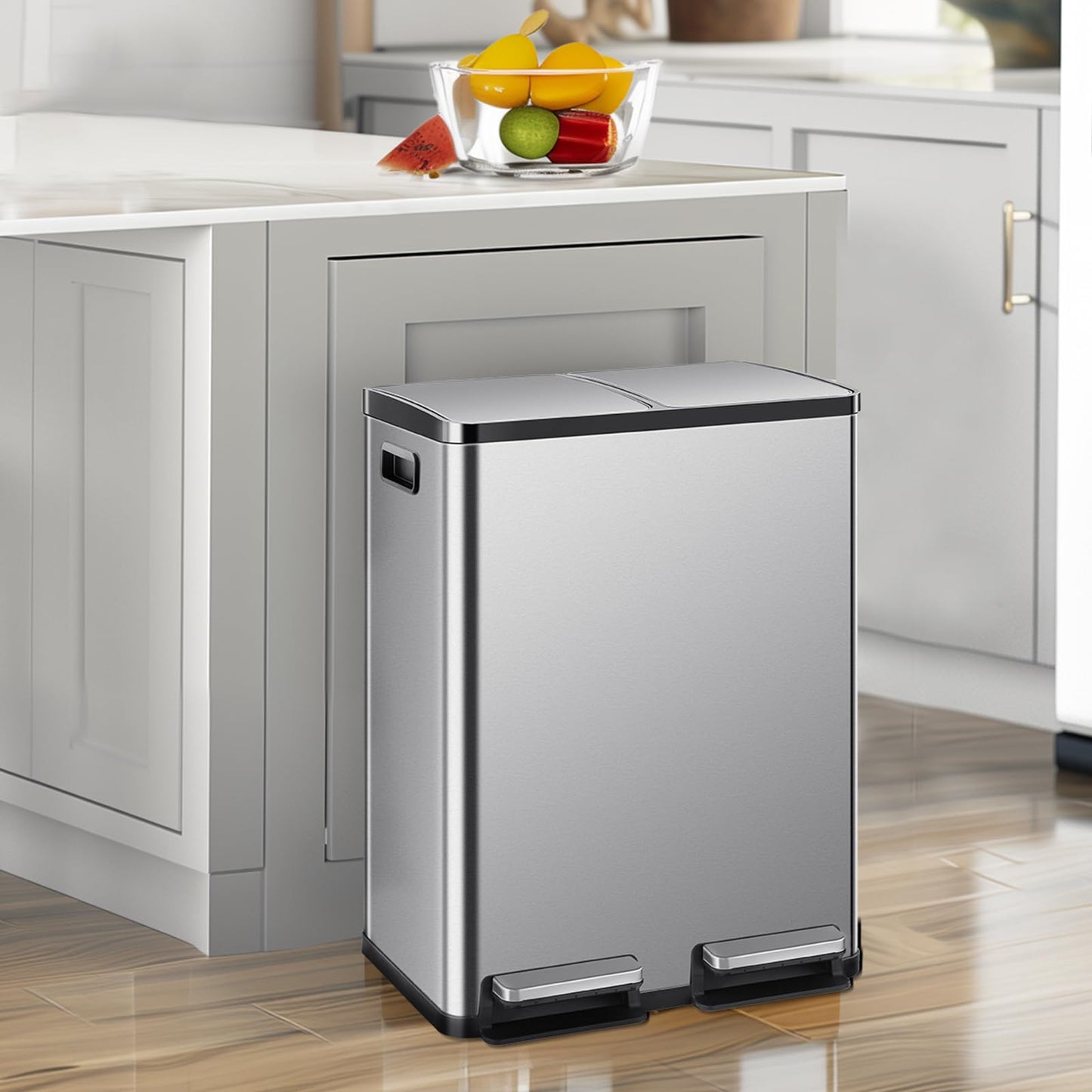 8 Gallon Stainless Steel Trash Can with Lid