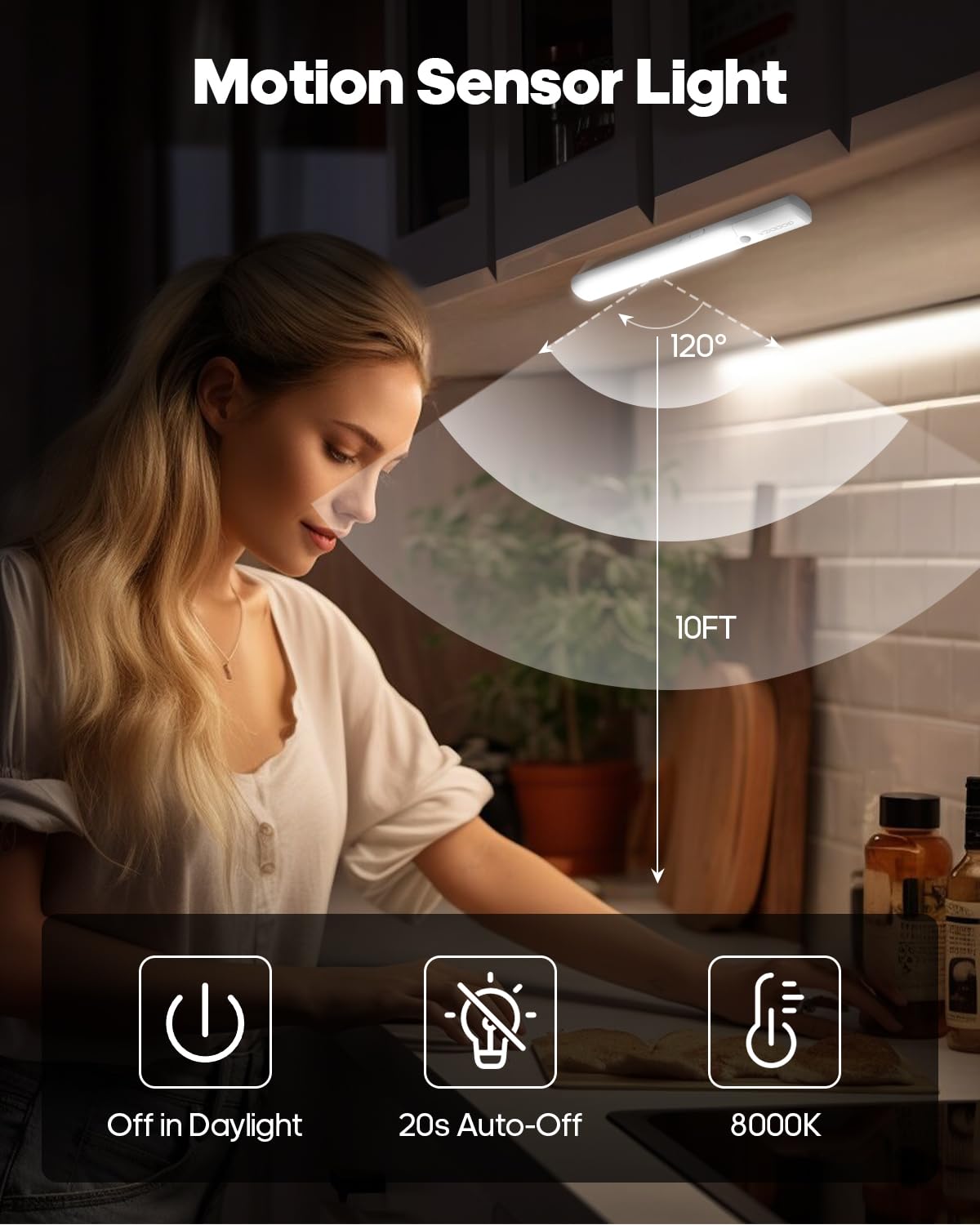 6 Pack LED Motion Sensor Under Cabinet Lights