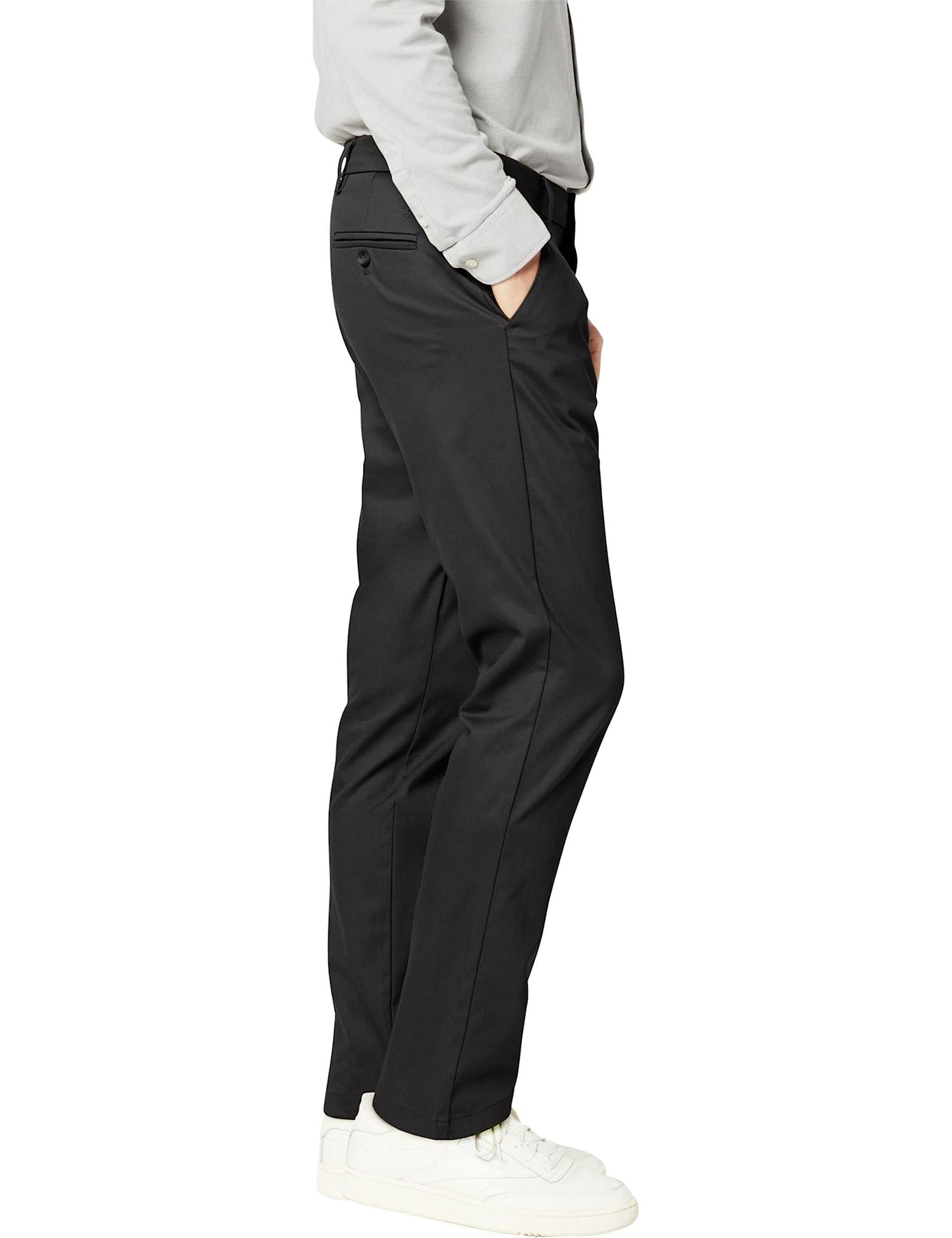 Dockers Men's Slim Fit Signature Khaki Lux Cotton Stretch Pants, Black, 31W x 34L