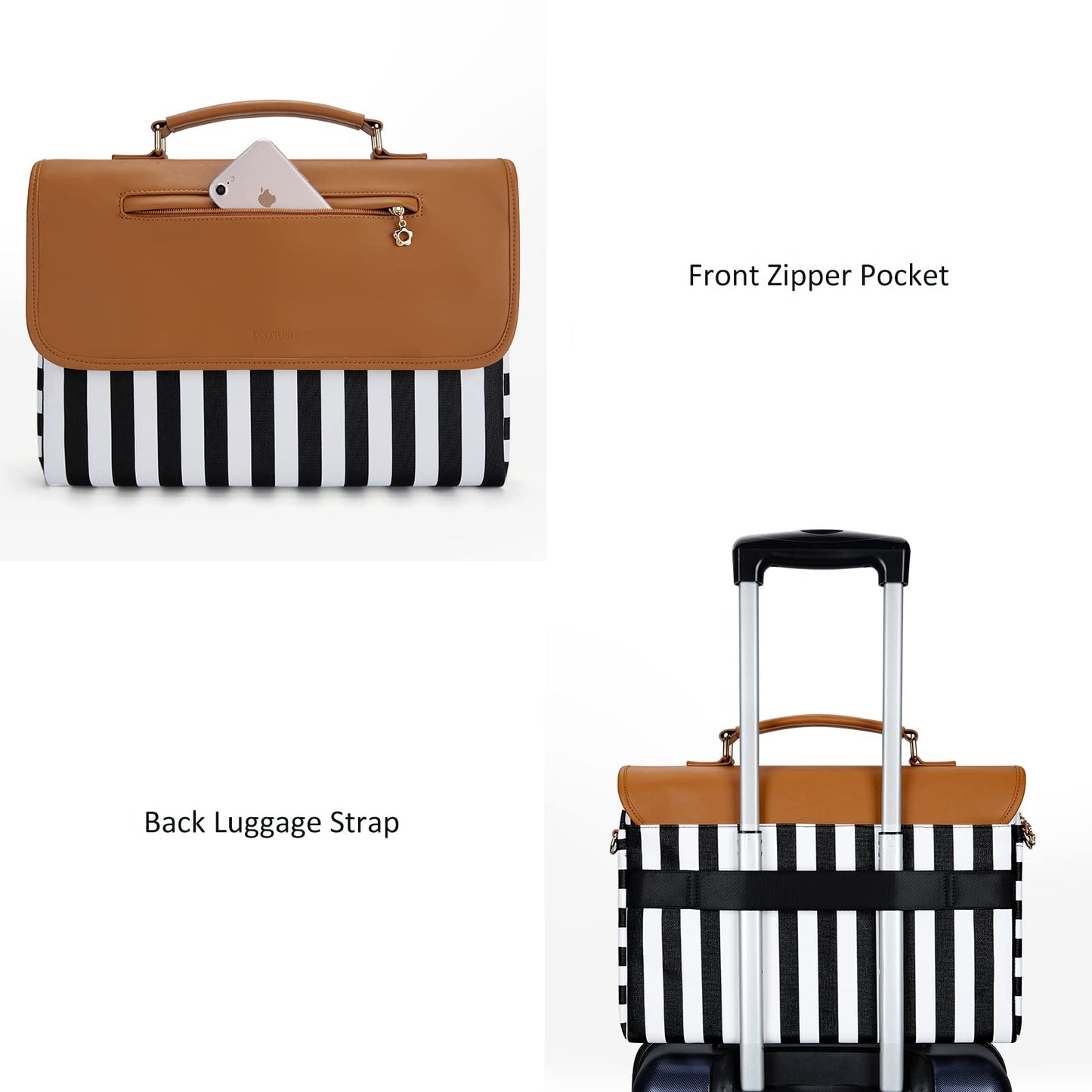 ECOSUSI Slim Leather Laptop Bag for 15" Notebooks