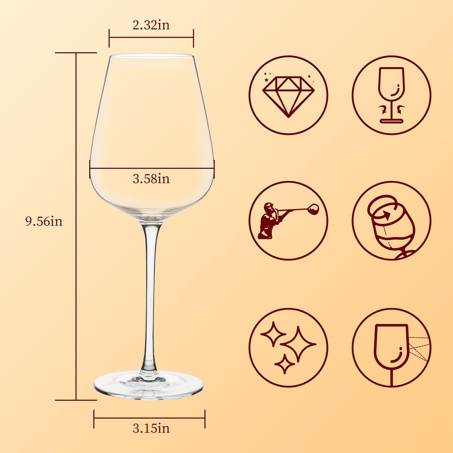 DOCKOMO Set of 4 Italian White Wine Glasses