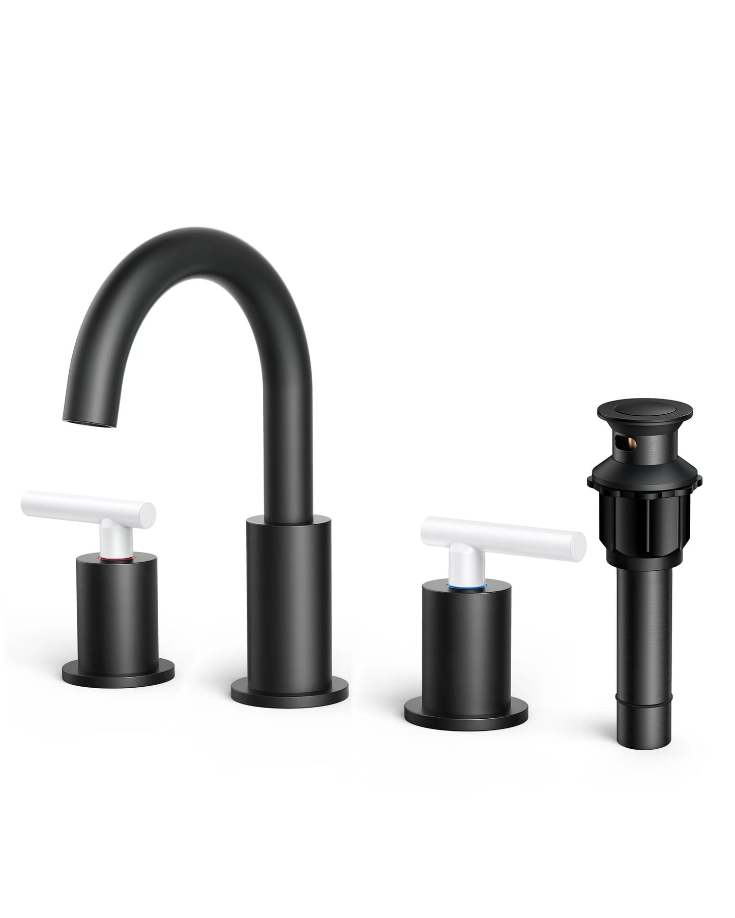 FORIOUS Matte Black Widespread Bathroom Faucet with Drain