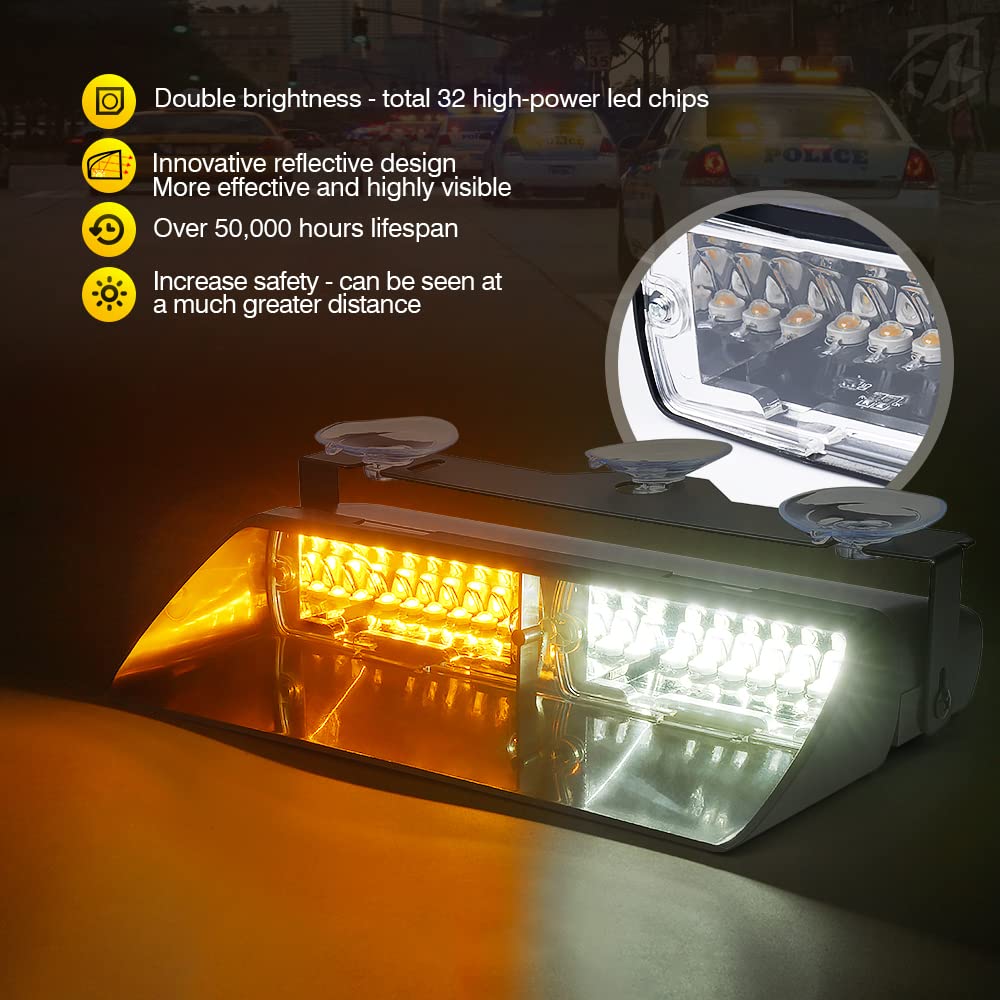 2 Pack LED Emergency Strobe Dash Lights