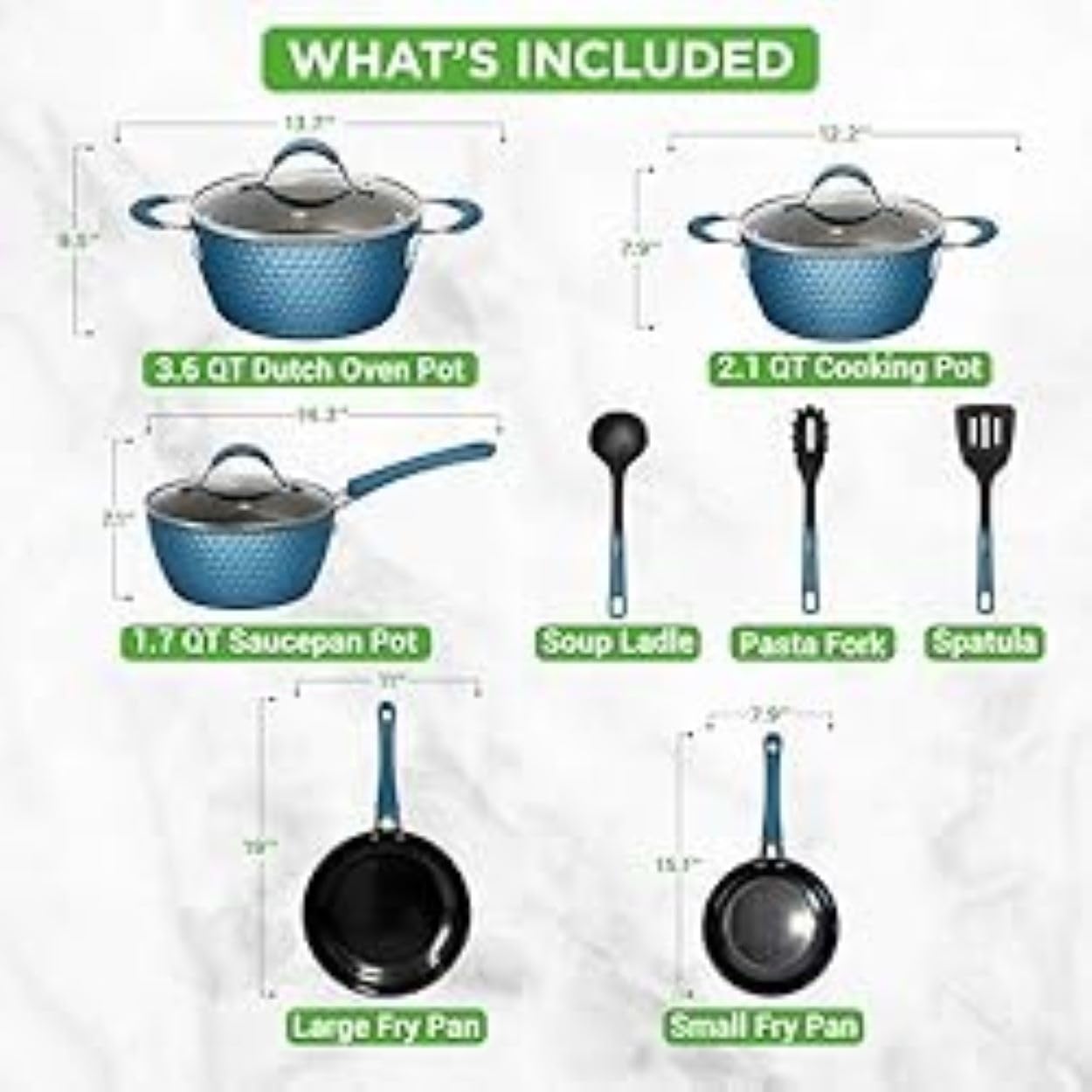 11-Piece NutriChef Non-Stick Cookware Set