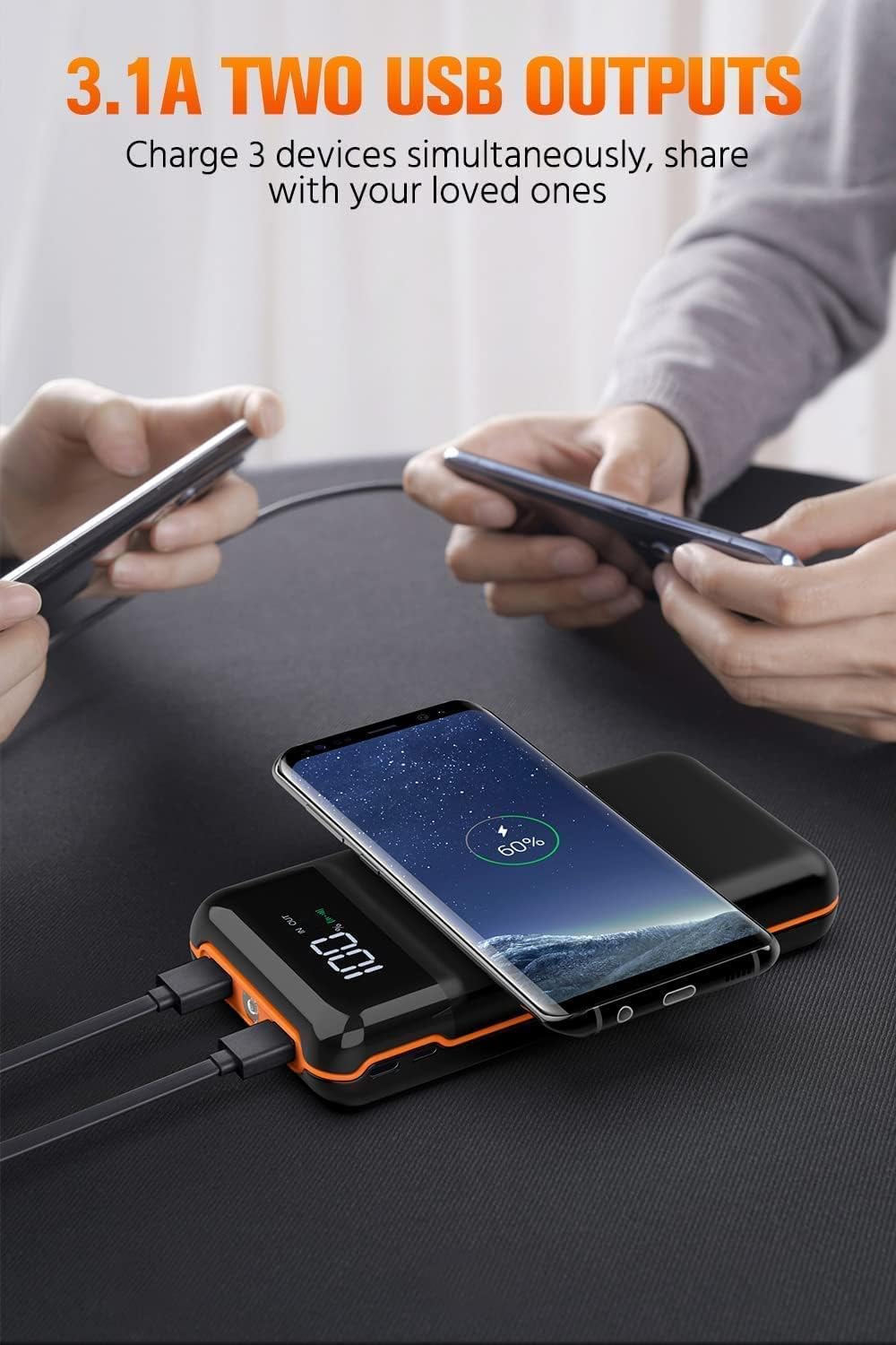 40000mAh Fast Charger Power Bank with Flashlight