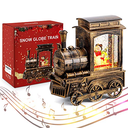 Christmas Snow Globe Lantern Train Musical Water Glitter
