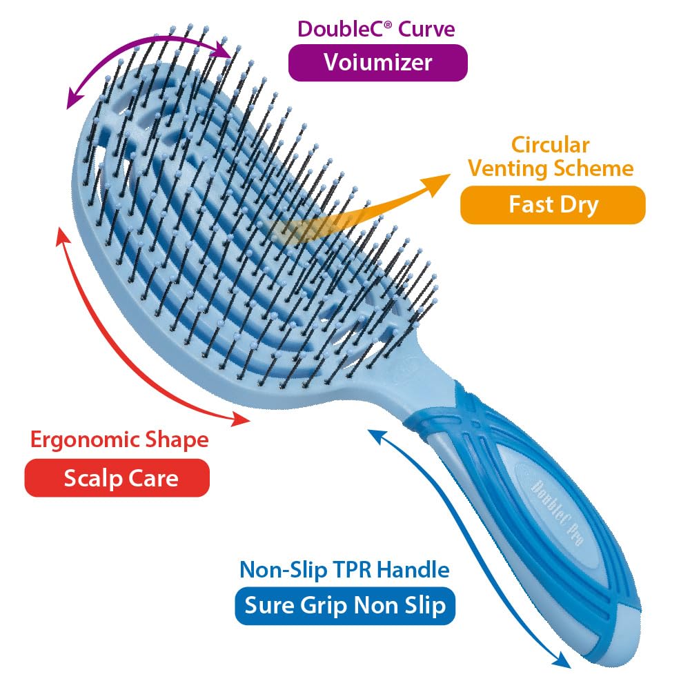 Double Curved Detangling Brush for Hair Dryers