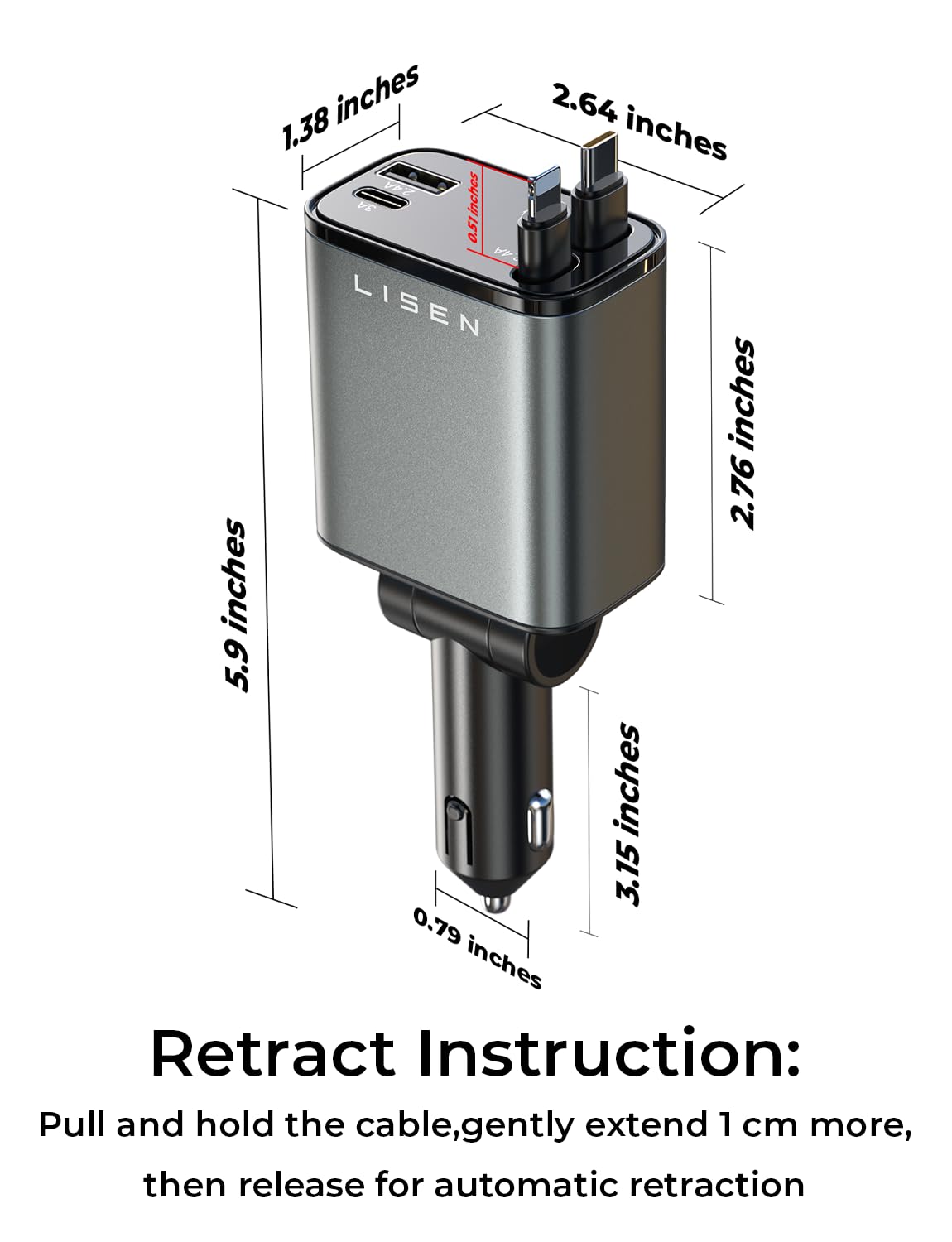 LISEN 69W USB C Car Charger for iPhone