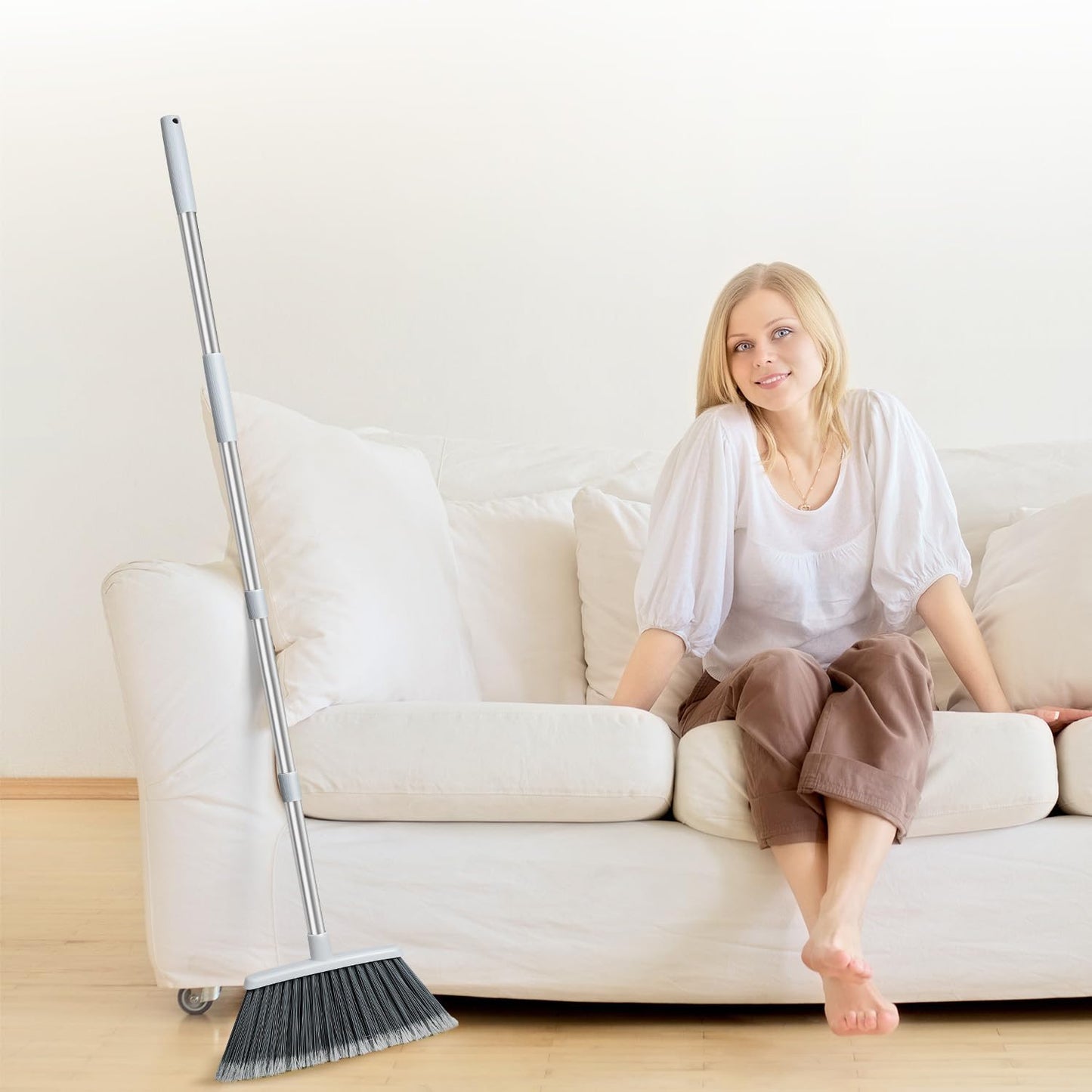 Heavy Duty Adjustable Broom for Indoor Outdoor Use