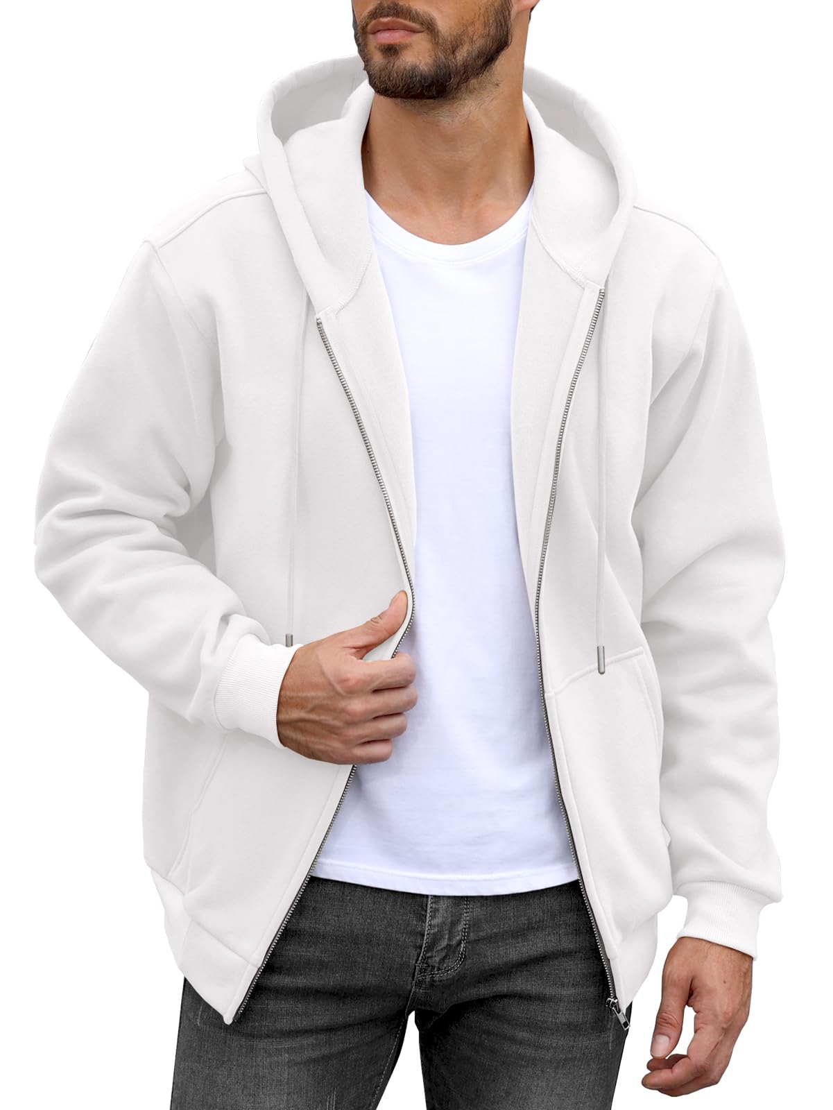 Caracilia Men's Zip Up Fleece Hoodie Jacket