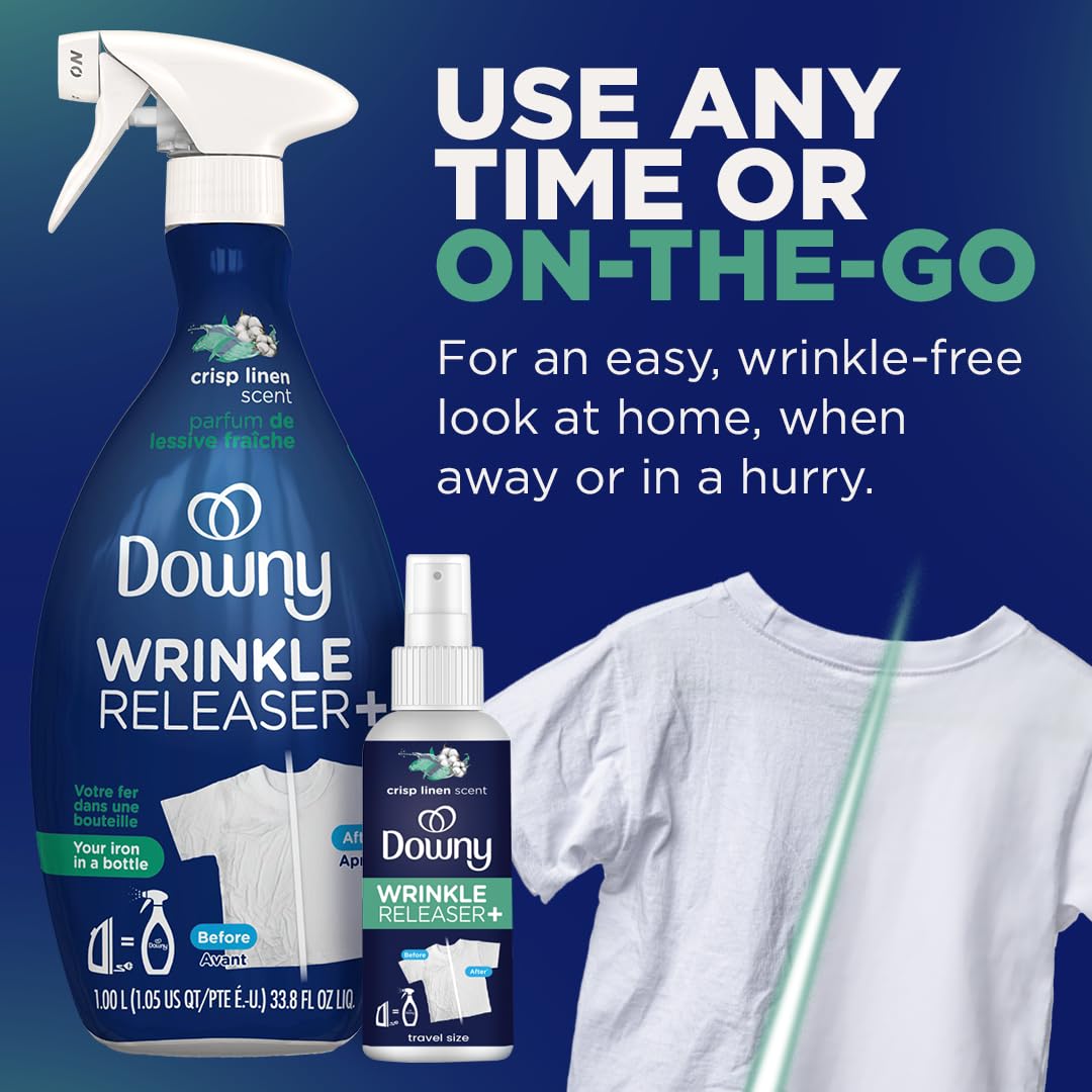 Downy Wrinkle Releaser Spray, Crisp Linen, 33.8 Oz