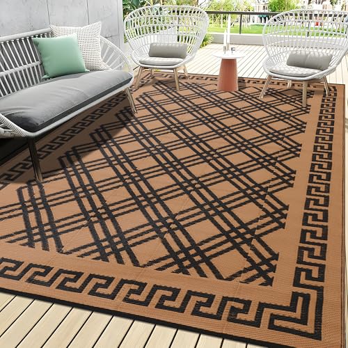 Outdoor Reversible Waterproof Rug for Patio, Camping, 5x8