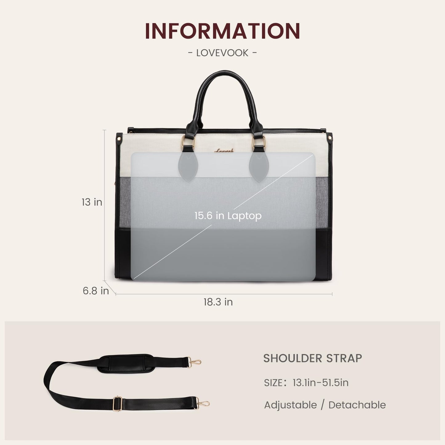 LOVEVOOK Large Capacity Travel Duffle Bag with Laptop Compartment