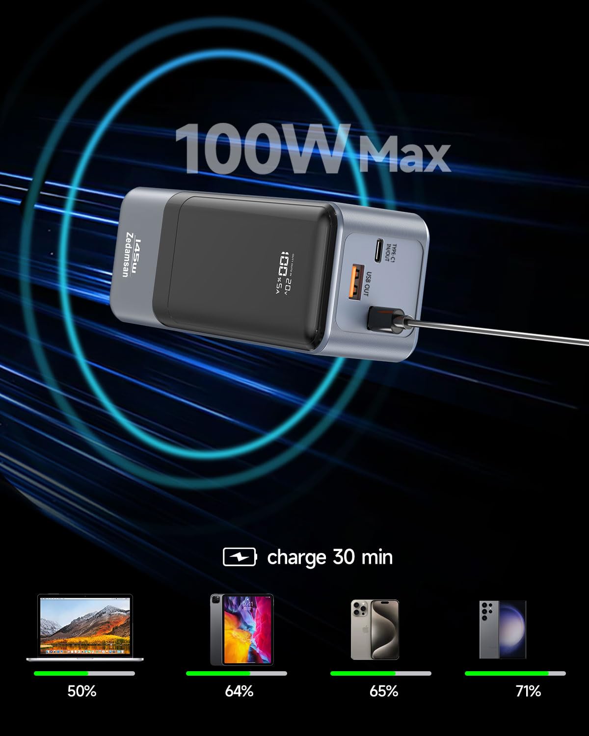 27000mAh Portable Laptop Power Bank Charger