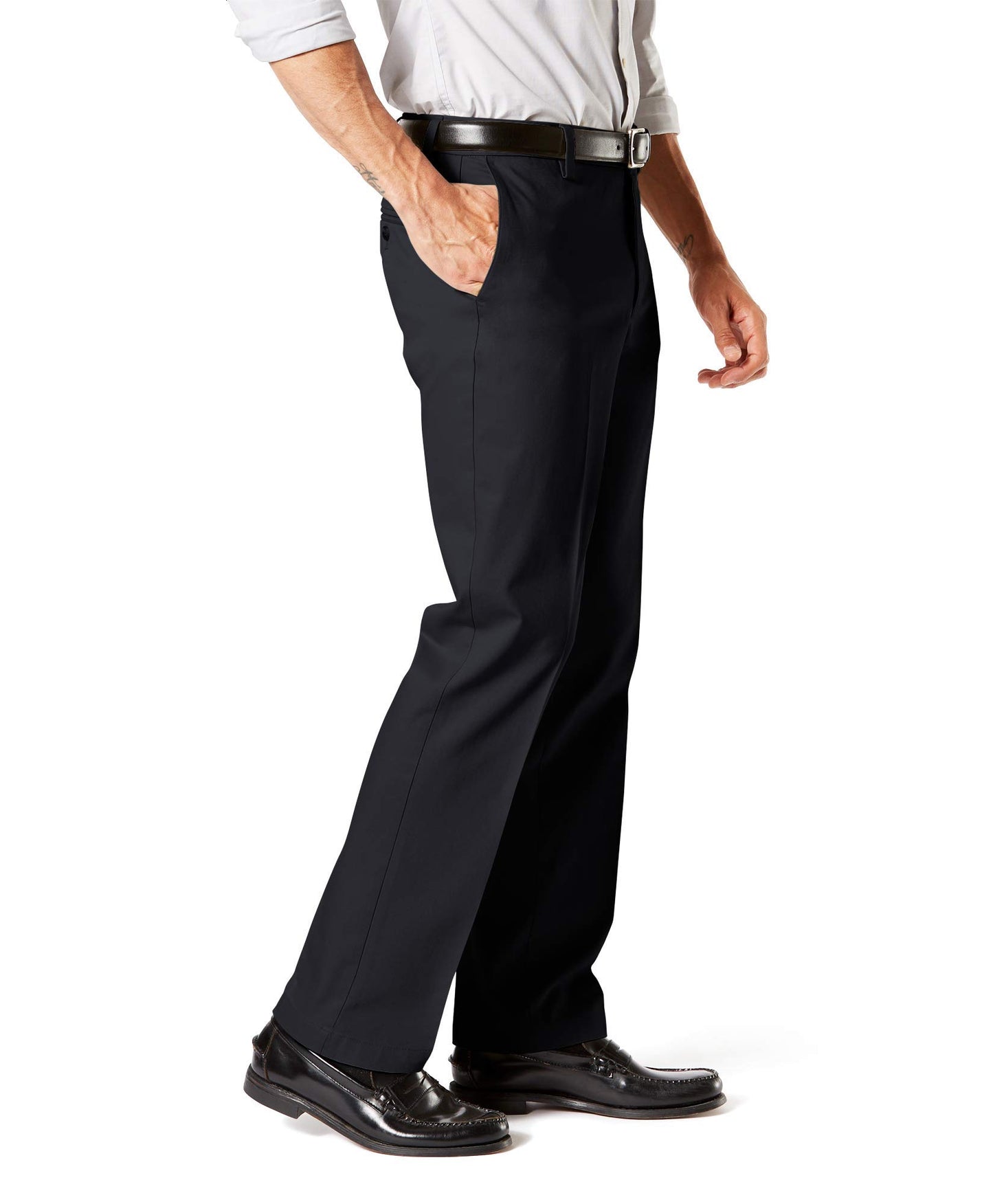 Dockers Men's Stretch Khaki Pants, Black, 31W x 30L