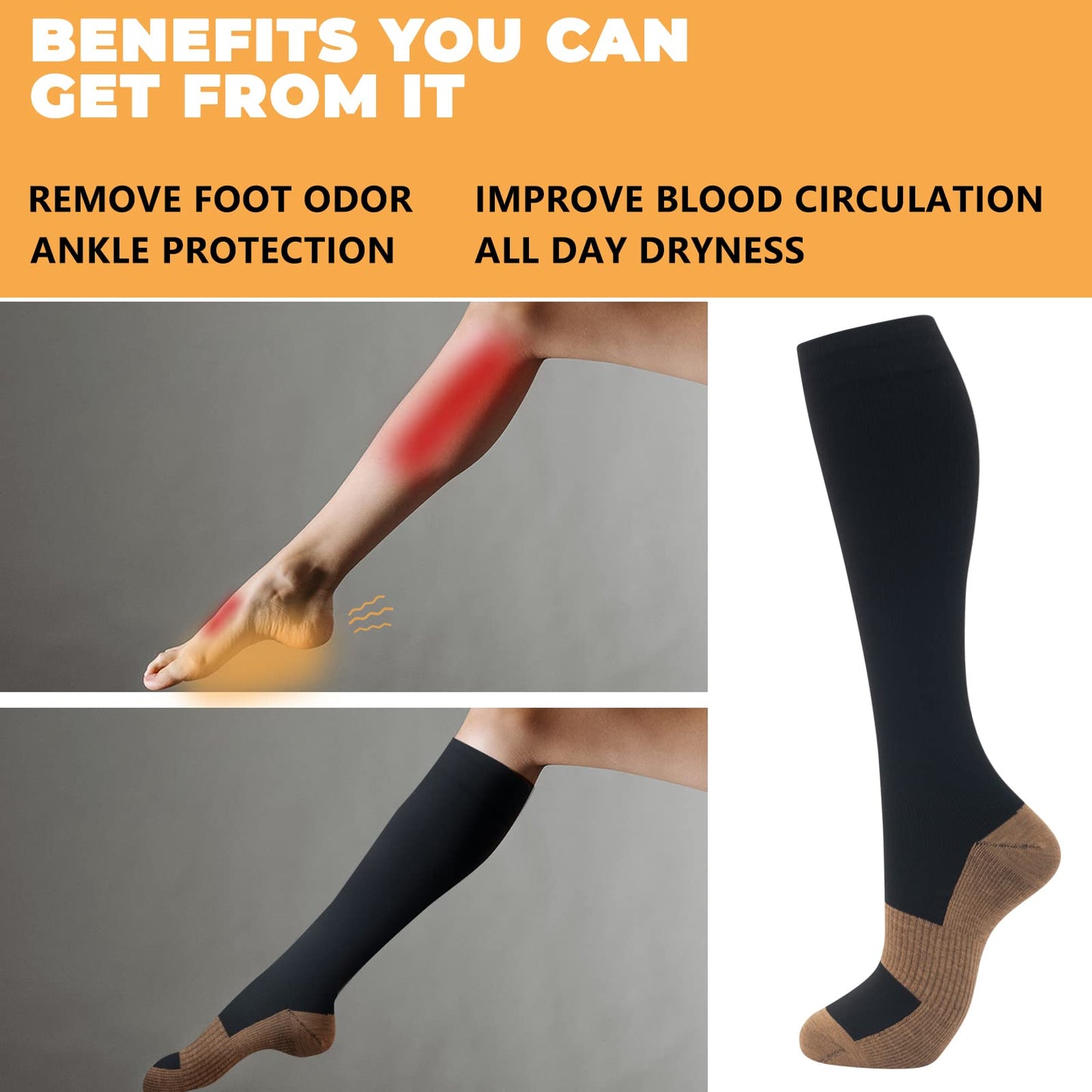 8 Pairs Compression Socks for Men & Women