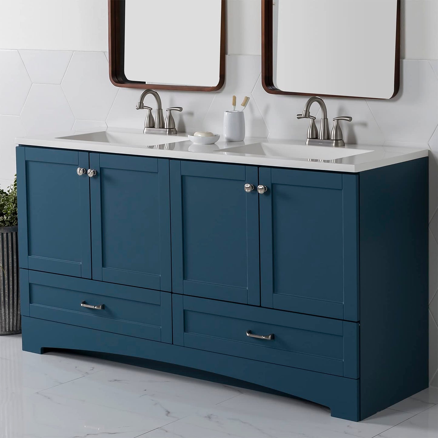 60-Inch Double-Sink Bathroom Vanity with Cabinets