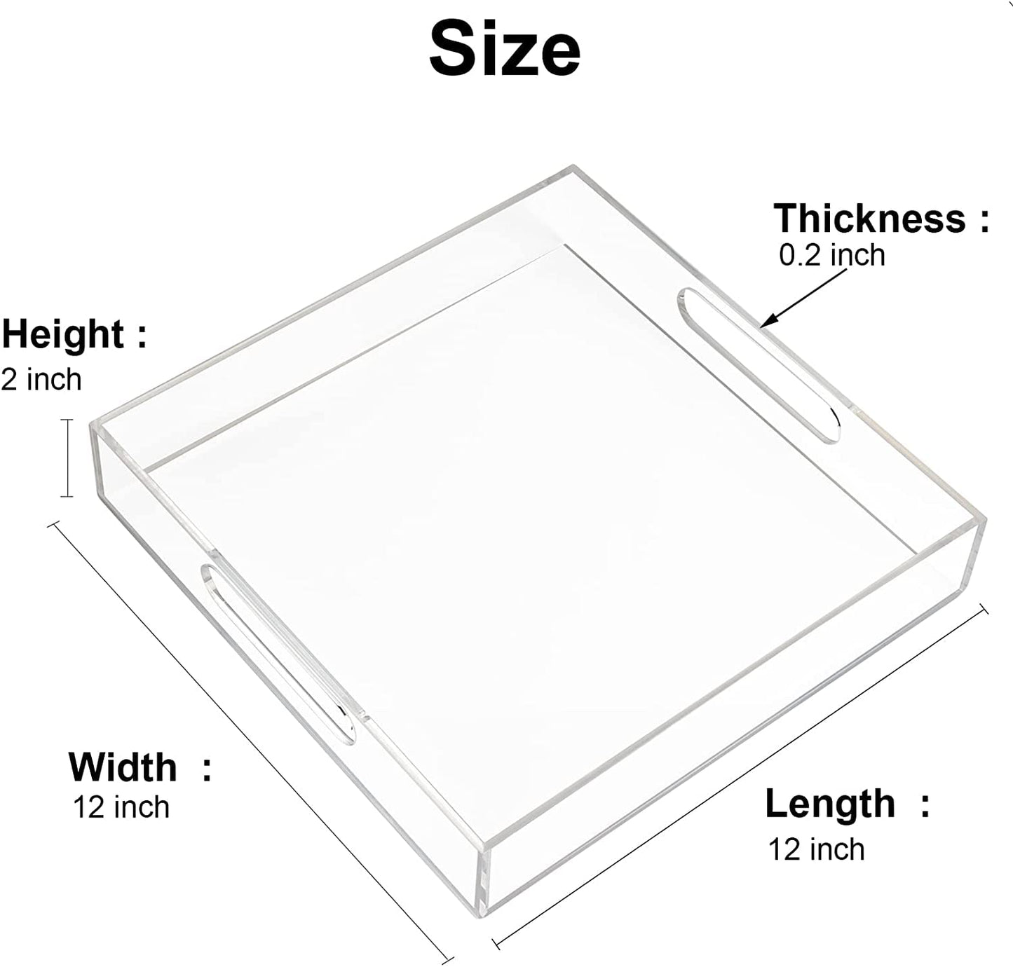 Waterproof Acrylic Vanity Tray with Handles