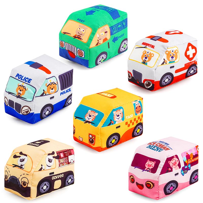 6-Pack Jingle Bell Fabric Car Toys with Bag