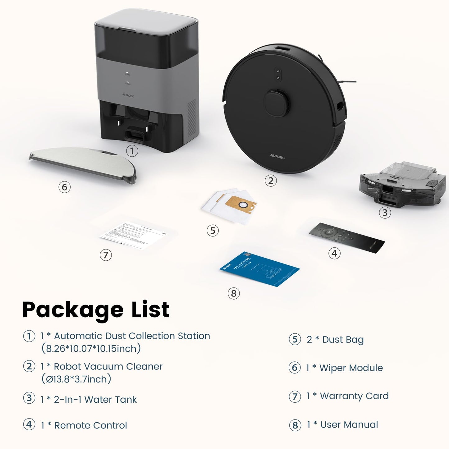 AIRROBO Robot Vacuum and Mop Combo, Self-Emptying