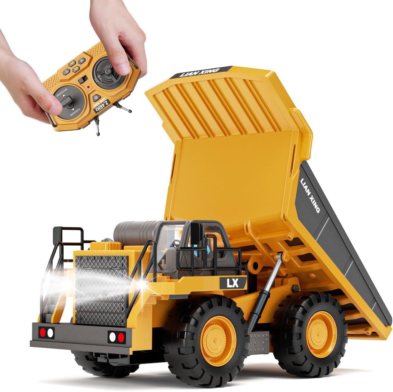 Remote Control Dump Truck Toy with Lights & Sound