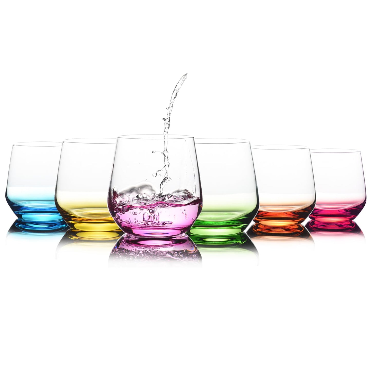 BACLIFE Set of 6 Stemless Wine Glasses