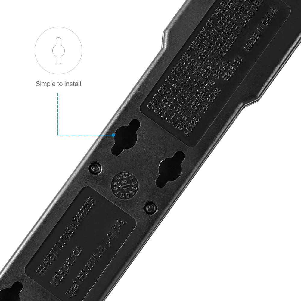 KMC 6-Outlet Surge Protector Power Strip 4-Pack, Overload Protection, 2-Foot Cord, 600 Joule