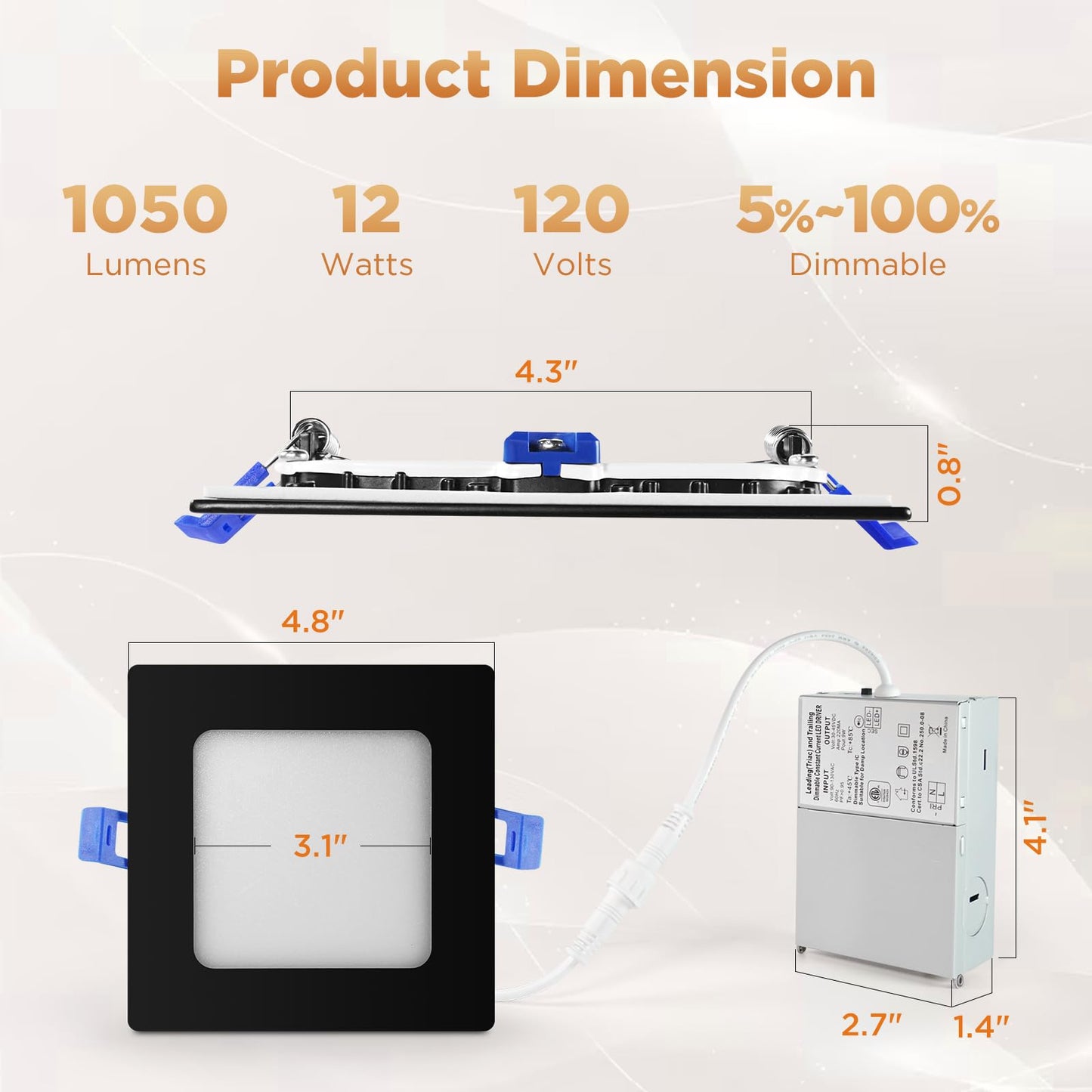 8 Pack 4 Inch LED Recessed Lighting Downlights
