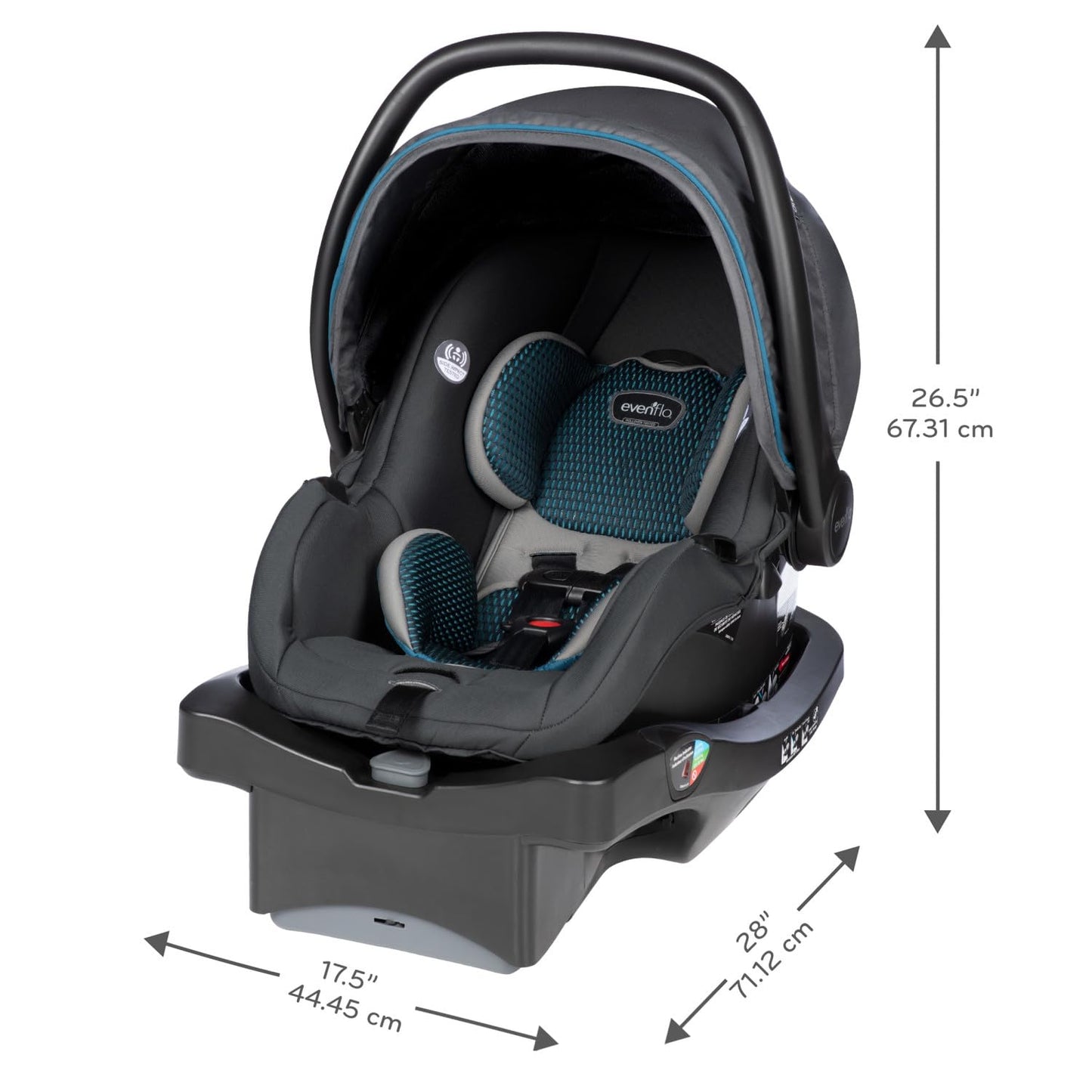 Evenflo LiteMax DLX Infant Car Seat with FreeFlow Fabric, SafeZone and Load Leg Base